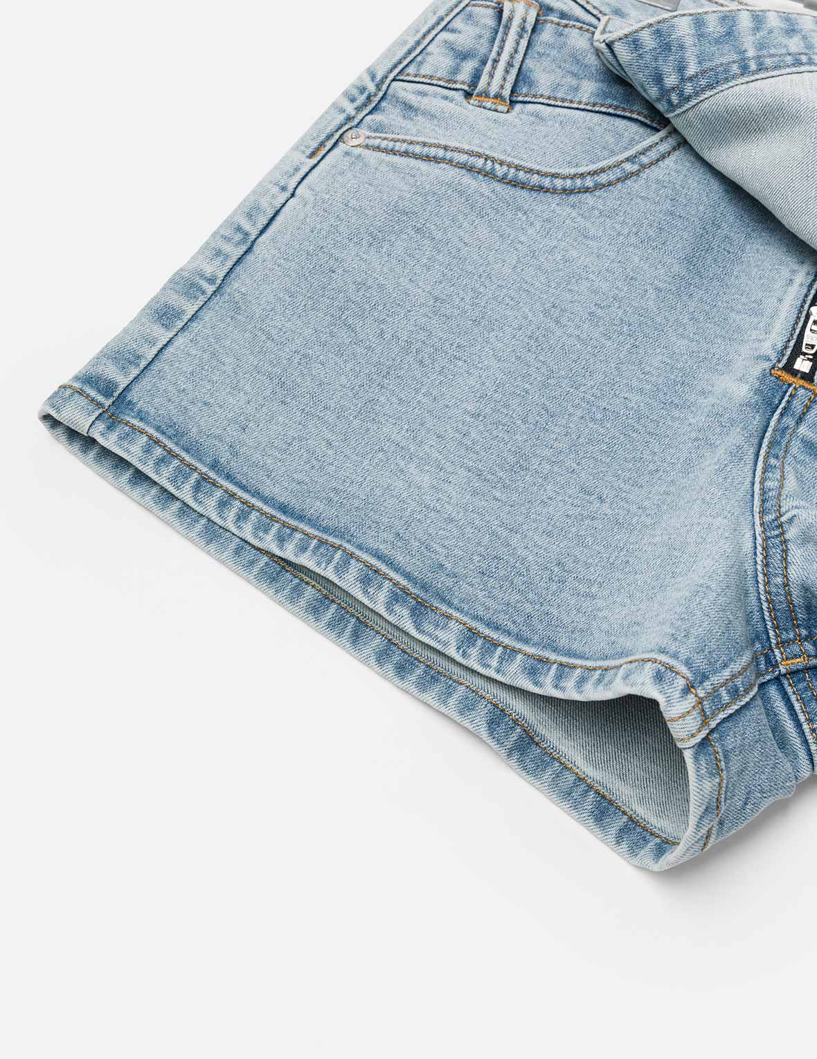 Kamon & Logo Embroidery Denim Skorts for Women - High Waist Stretch Regular Fit Skirt Shorts - Casual Summer Outfits, Beachwear & Street Style Fashion