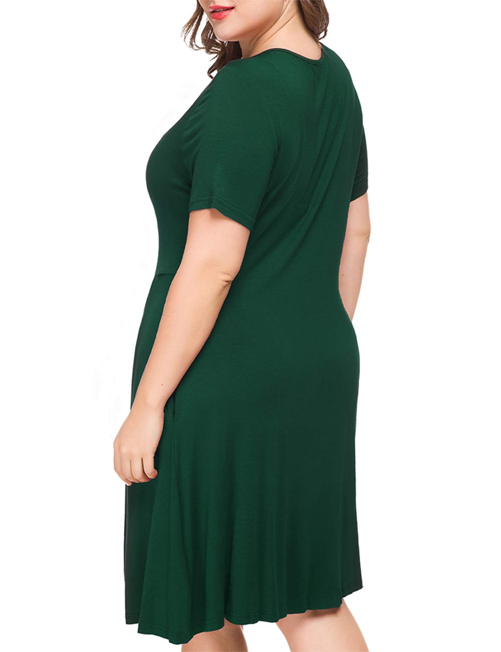**Tralilbee Women's Plus Size Short Sleeve Dress - Casual Pleated Swing Dress with Pockets for Summer, Travel & Everyday Wear**