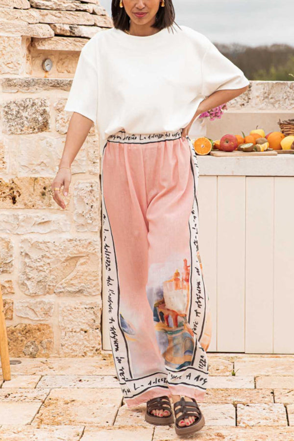 Stylish Printed Elastic Waist Wide Leg Pants for Women - Comfortable Vacation & Casual Wear - Perfect for Beach, Travel, and Everyday Outfits