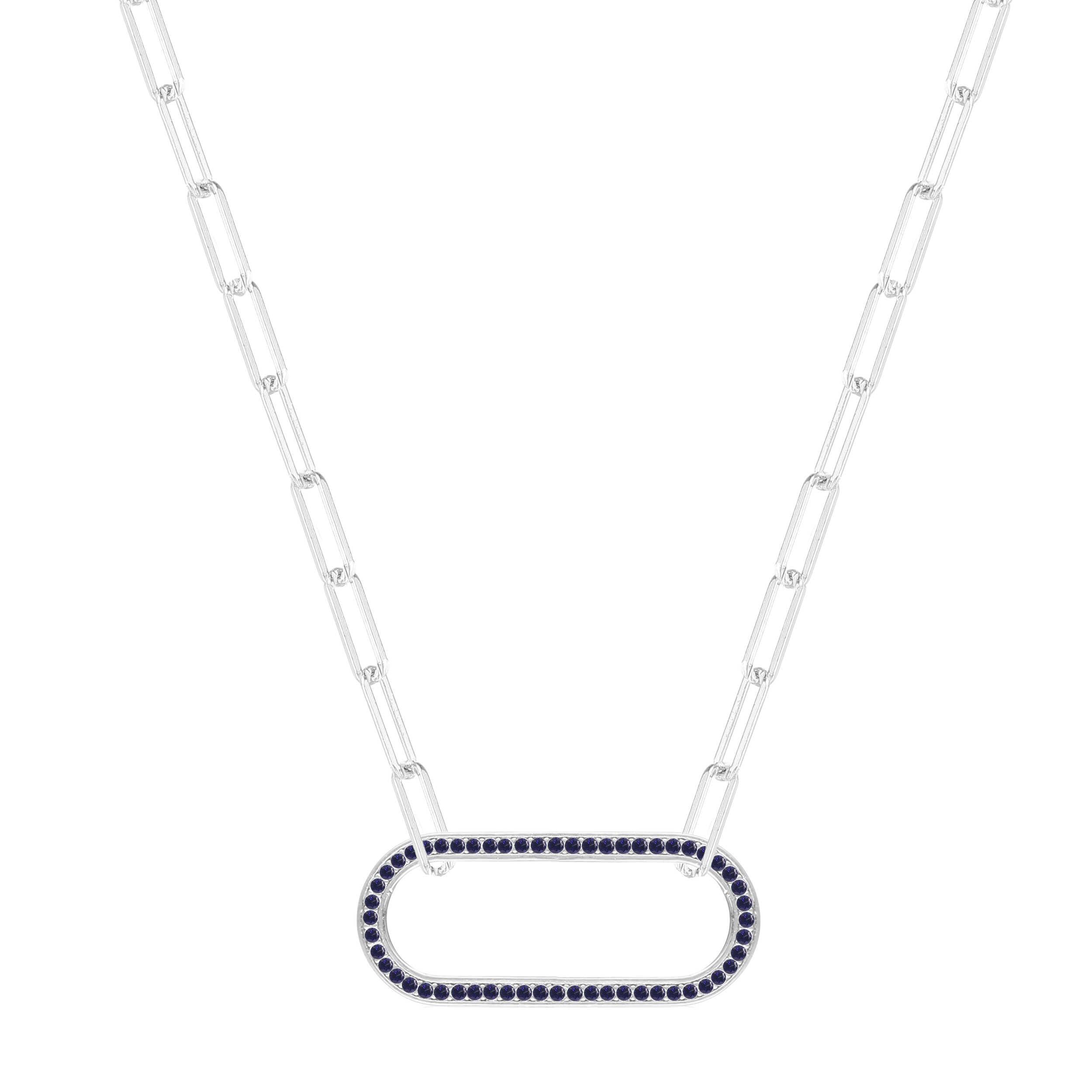 Elegant Sapphire Oval Bar Necklace - Dainty Blue Gemstone Jewelry for Women - Perfect for Weddings, Parties & Everyday Wear