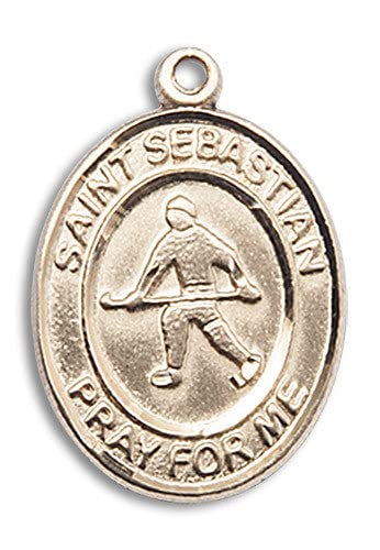 14kt Gold Filled St. Sebastian Field Hockey Medal Pendant Necklace - Religious Sports Jewelry Gift for Field Hockey Players - Perfect for Games, Tournaments & Team Spirit