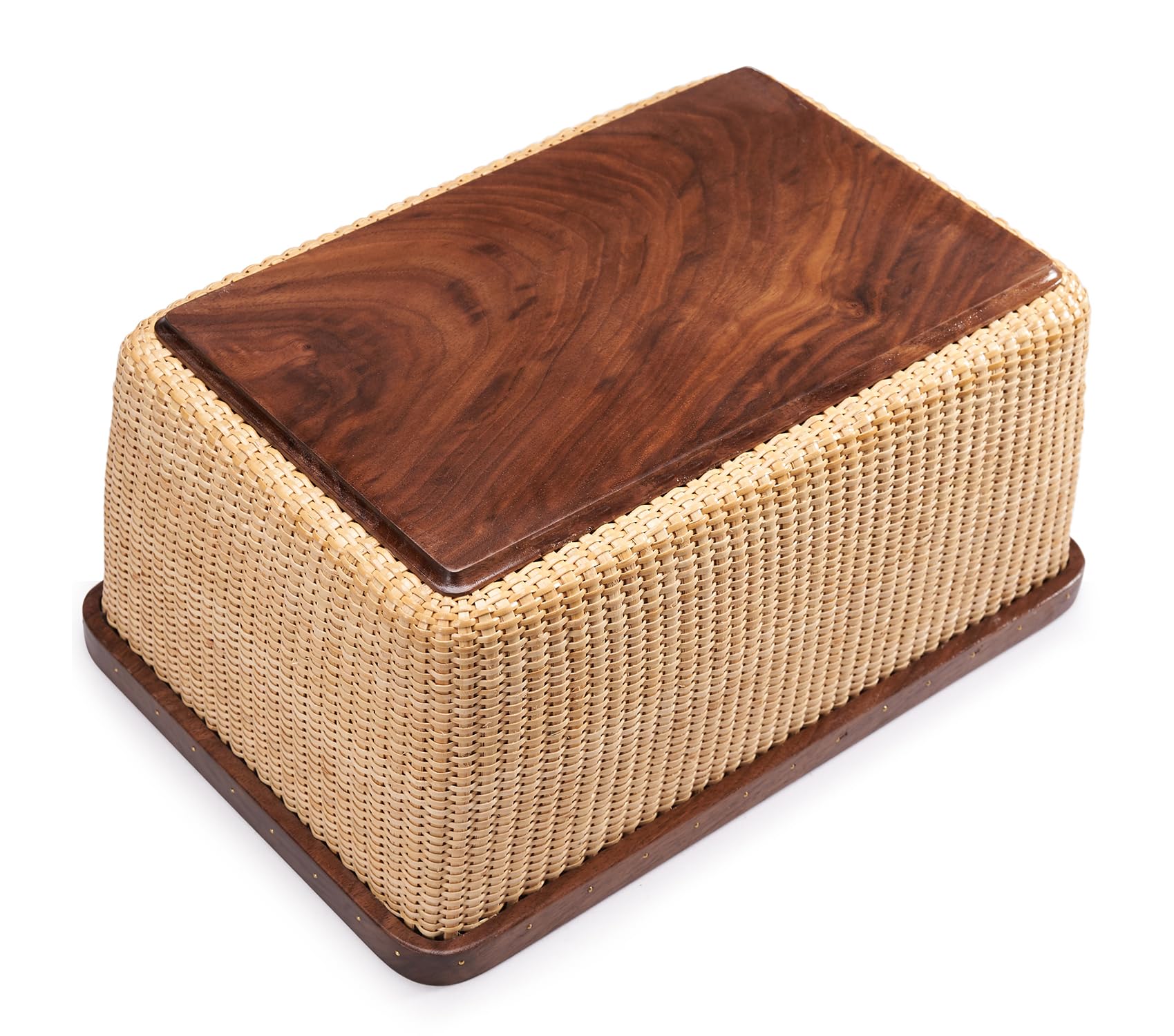 Multifunctional Woven Storage Basket Box with Lid - Cane-on-Cane Weave Organizer for Home, Office & Nursery | Rectangular Storage Baskets for Toys, Blankets & Clothes