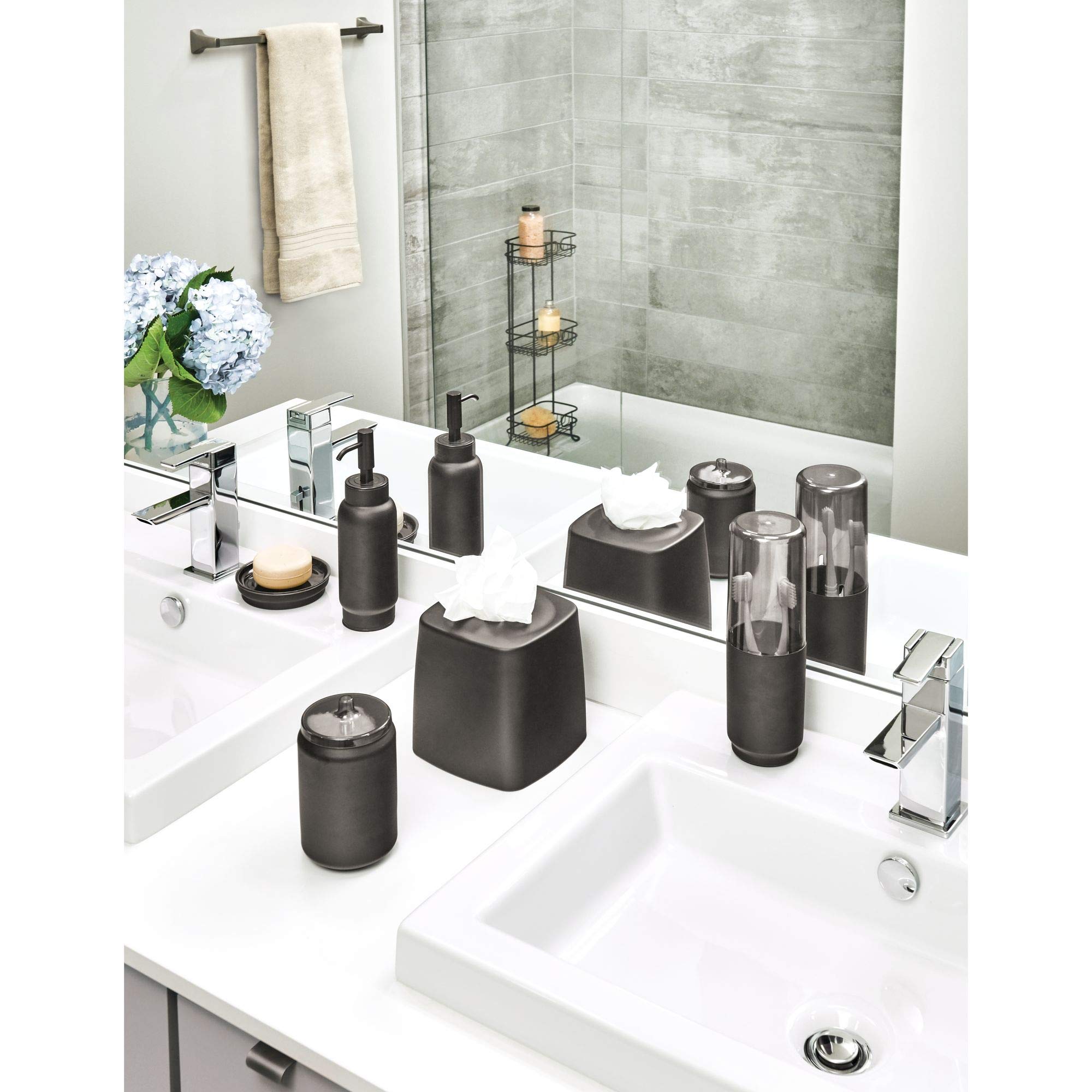 iDesign Austin Airtight Canister with Lid - Stylish Storage for Bathroom, Kitchen Countertop, Office Desk & Vanity Organization | Perfect for Cotton Balls, Q-Tips, Makeup Brushes & Office Supplies