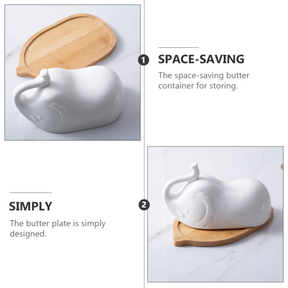 Hemoton 1 Set Ceramic Butter Dish with Lid - French Style Cake Plate, Appetizer Container, Bread & Cheese Serving Dish - Perfect for Kitchen, Dining Table & Party Decor (White)
