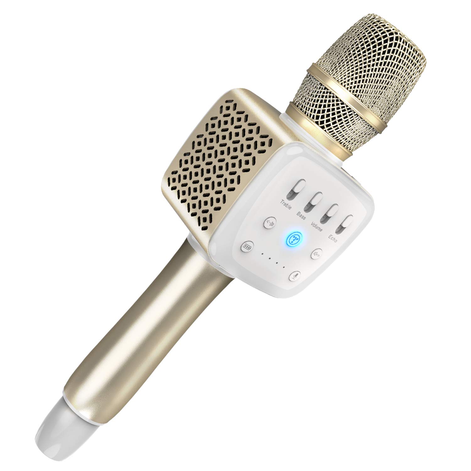 TOSING V2 Wireless Bluetooth Karaoke Microphone - 10W Loud Volume, Enhanced Bass, 3-in-1 Portable Handheld Speaker Mic for iPhone Android iPad PC (Gold) - Perfect for Home Karaoke, Parties & Travel Entertainment