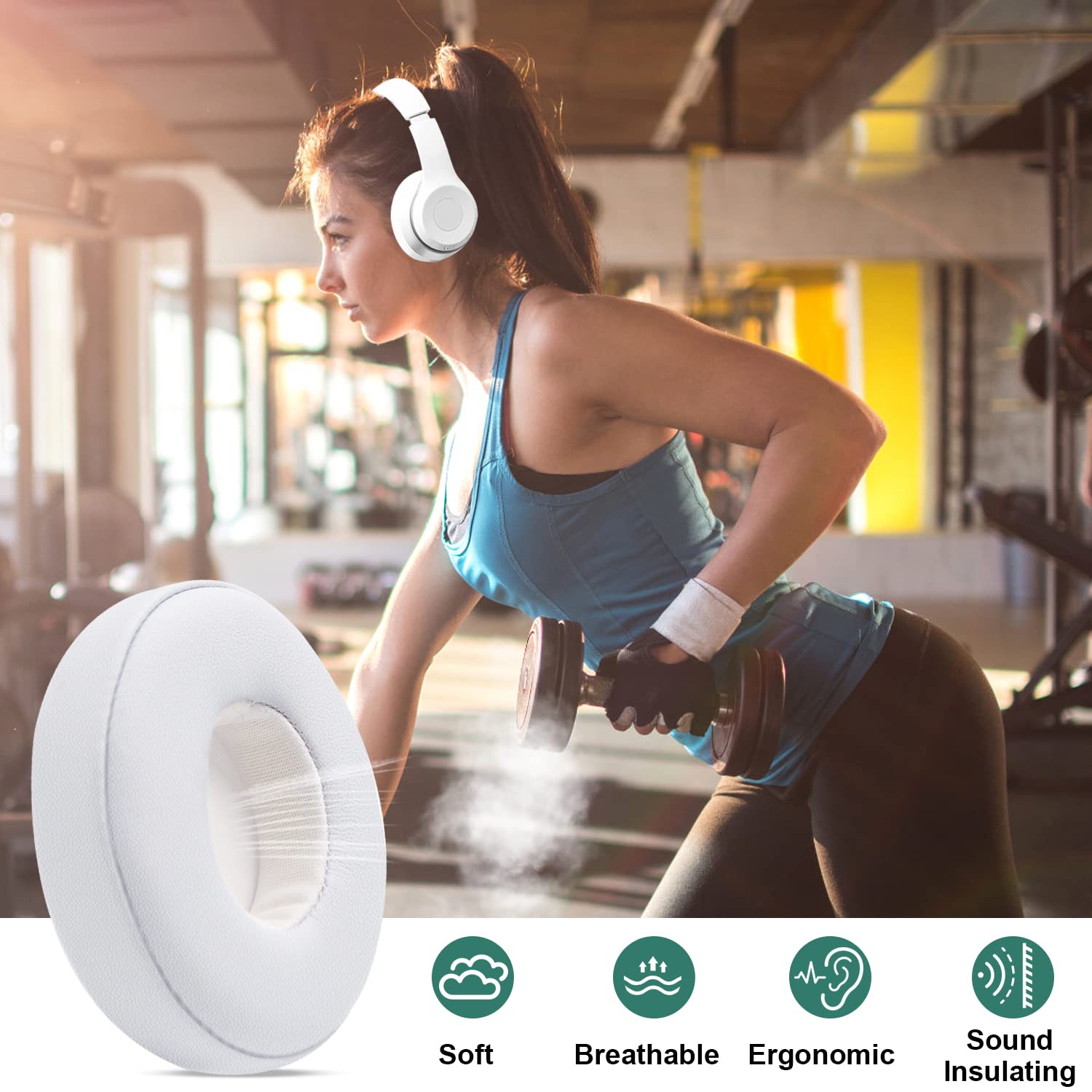 Replacement Earpads for Beats Solo 2 & Solo 3 Wireless Headphones - Soft Protein PU Leather & Memory Foam Cushions (1 Pair, White) | Comfort Upgrade for Music, Gaming & Travel