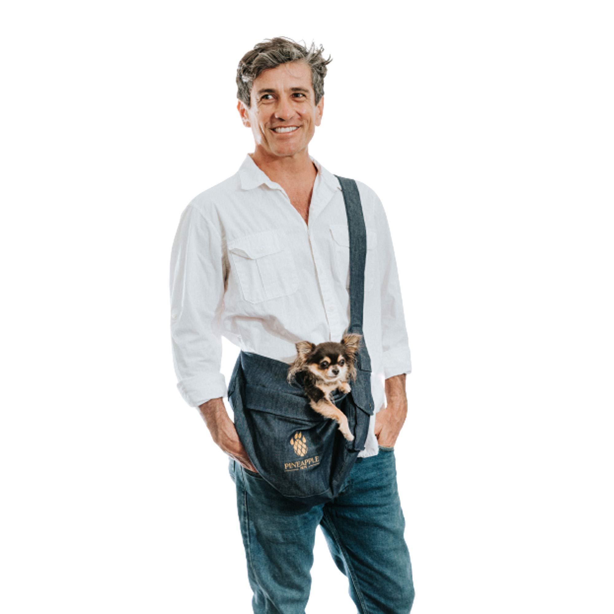 Pineapple Pets Hands-Free Dog Sling Carrier - Eco-Friendly Small Pet Sling Made in Costa Rica with Local Materials, Adjustable Shoulder Strap & Safety Latches - Perfect for Hiking, Travel & Daily Walks with Your Pet