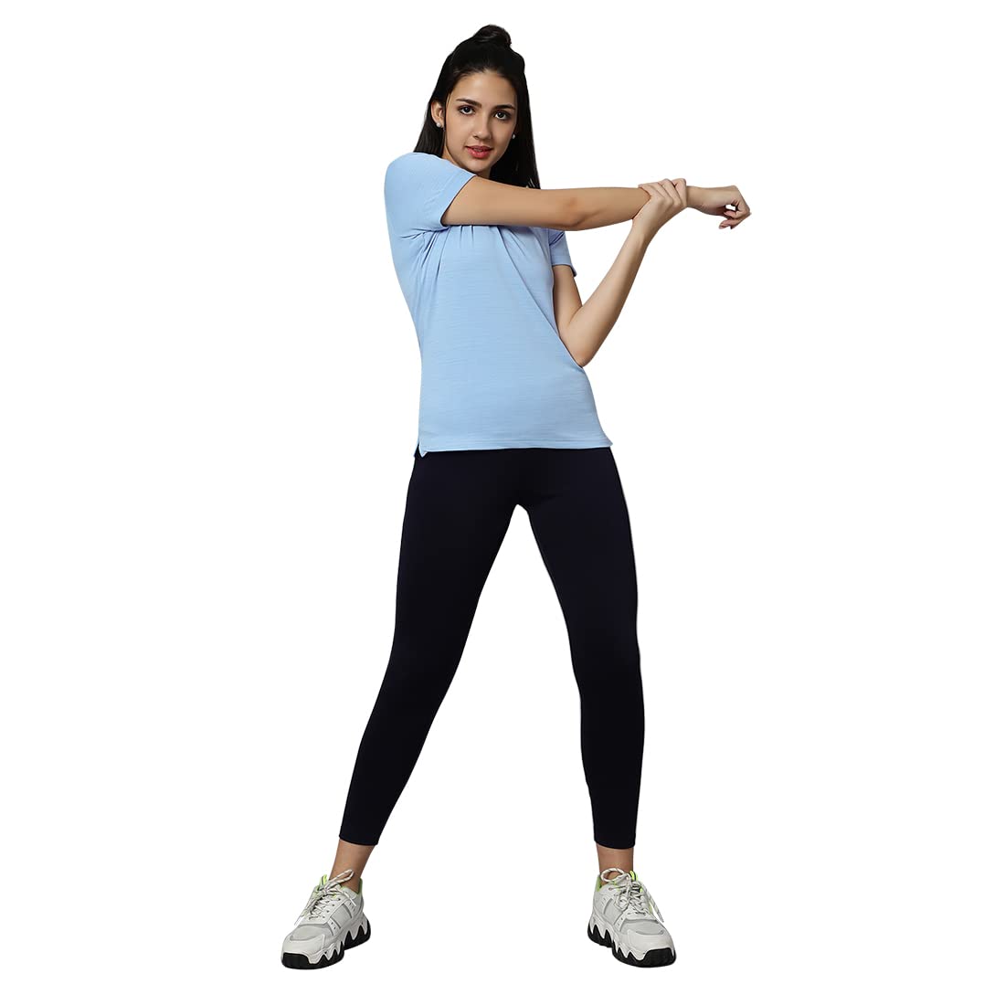 OMTEX Women's Moisture-Wicking V-Neck Sport T-Shirt - Breathable Short Sleeve Athletic Top for Running, Yoga & Gym Workouts - Pack of 1