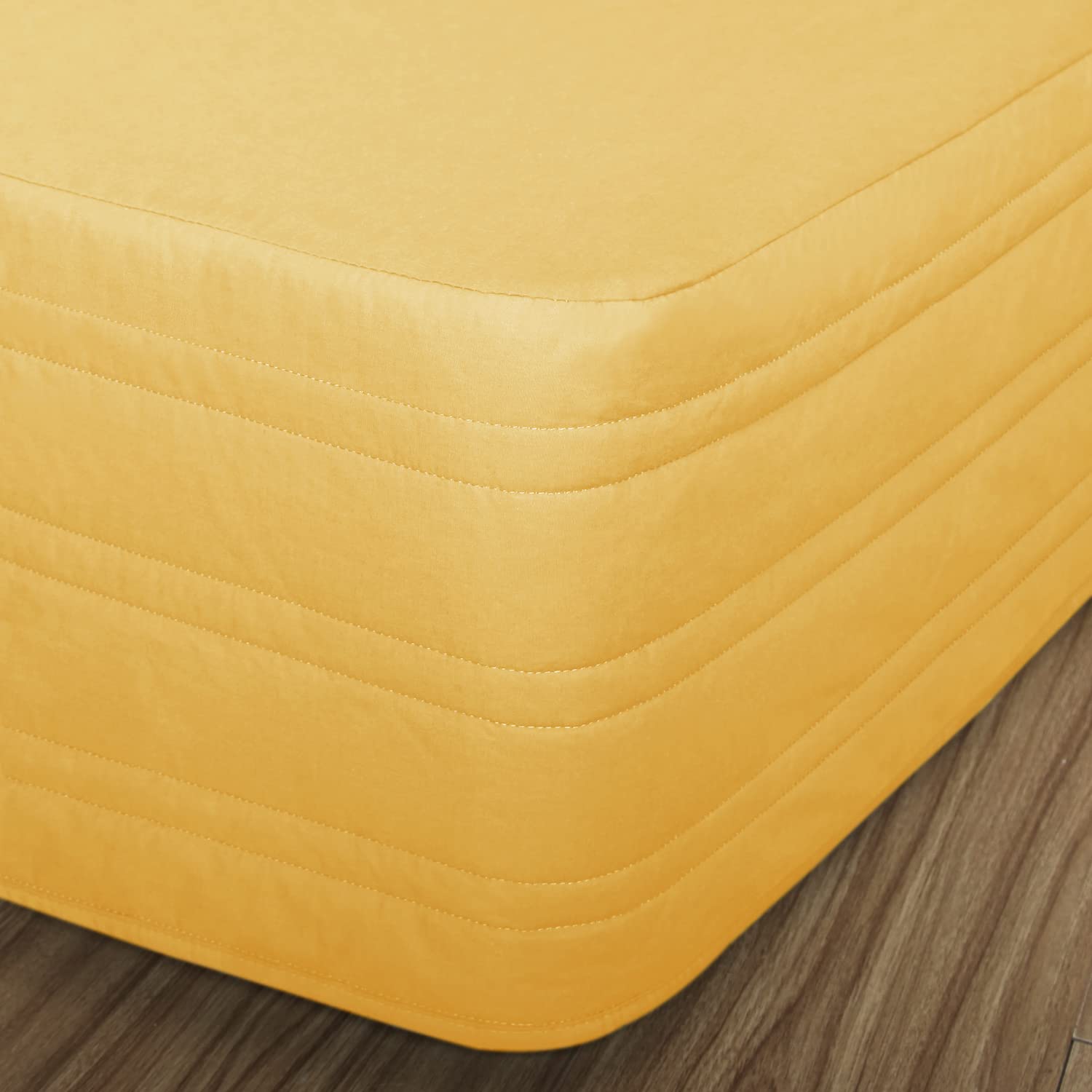 Marquess Tailored Bed Skirt - Blended Quilted Wrap Around Dust Ruffle with 14'' Drop | Wrinkle & Fade Resistant, Dust-Proof Bedding Accessory for Queen Size Beds (Ginger) | Perfect for Bedroom Decor & Mattress Protection
