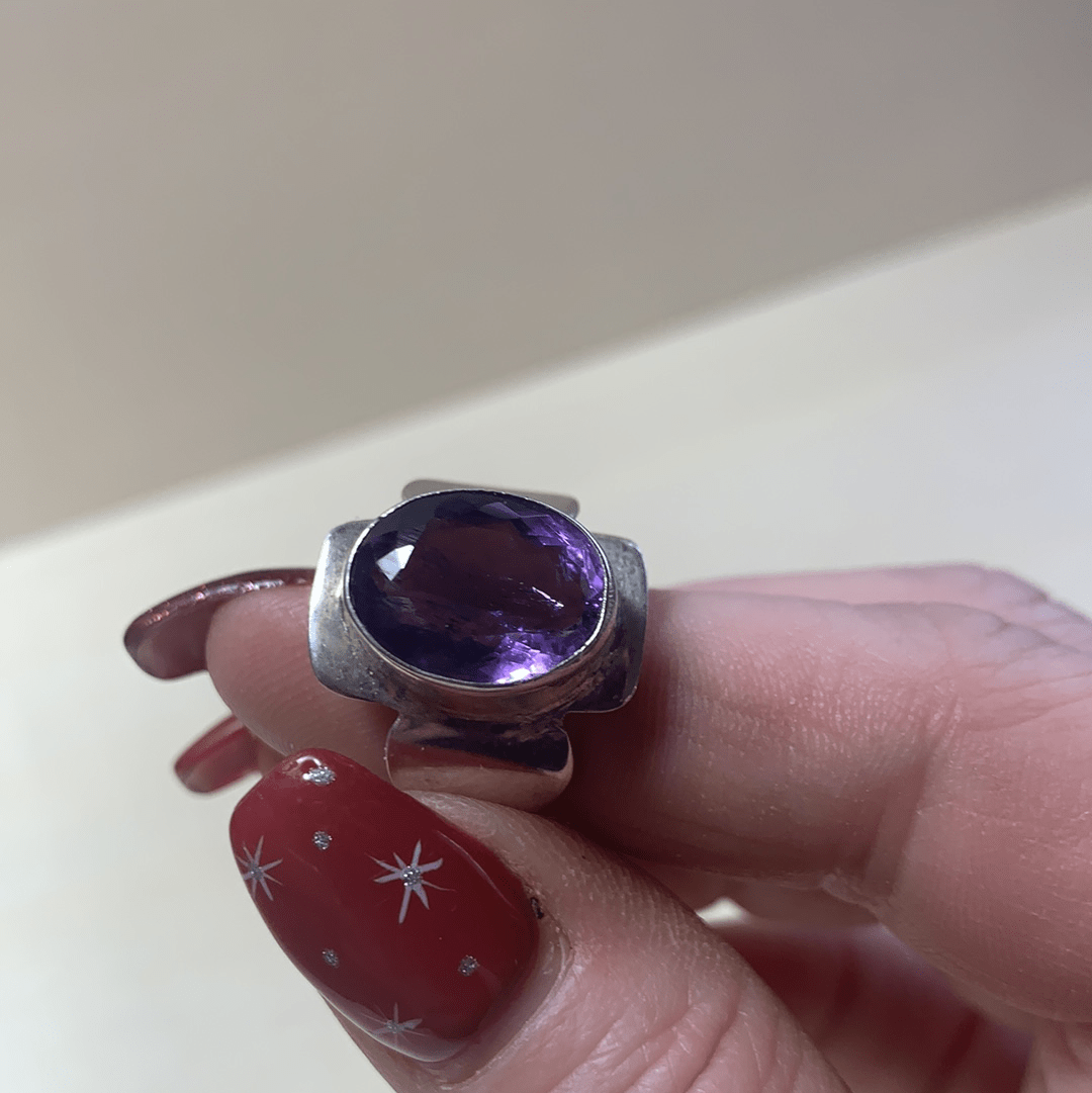 Natural Amethyst Sterling Silver Ring for Women Size 9 | Elegant Purple Gemstone Jewelry Gift for Birthday, Anniversary & Valentine's Day | Perfect for Everyday Wear & Special Occasions