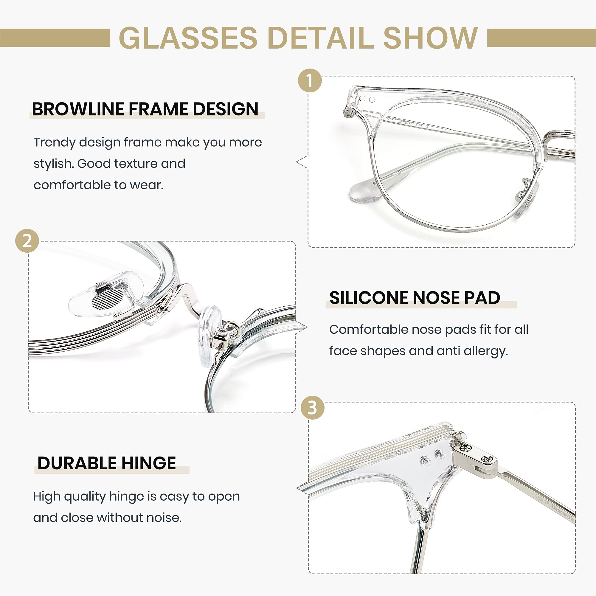 Cyxus Blue Light Blocking Glasses - Clear Lens Anti Glare Computer Glasses for Gaming, Reading & Office Work - Reduce Eye Strain for PC, Laptop & Digital Screen Use