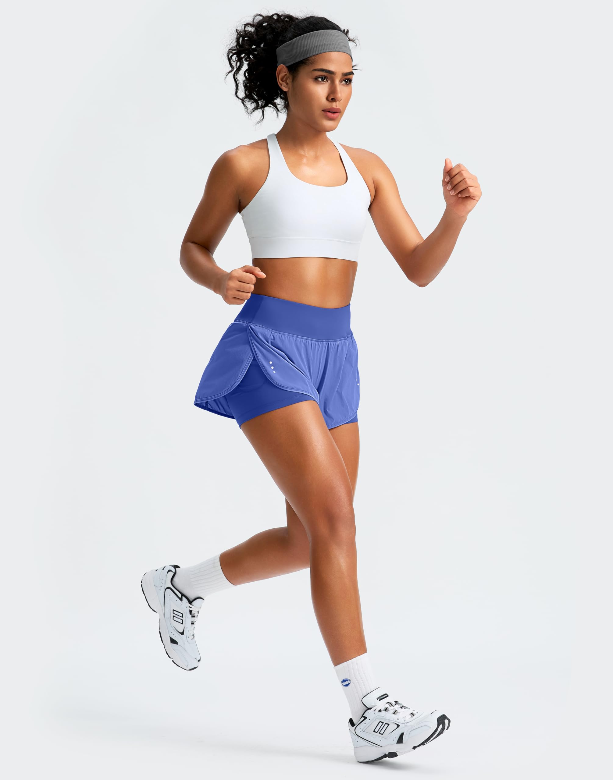 High Waisted 2 in 1 Running Shorts for Women - Spandex Yoga Workout Athletic Shorts with Zipper Pockets | Gym, Jogging & Activewear