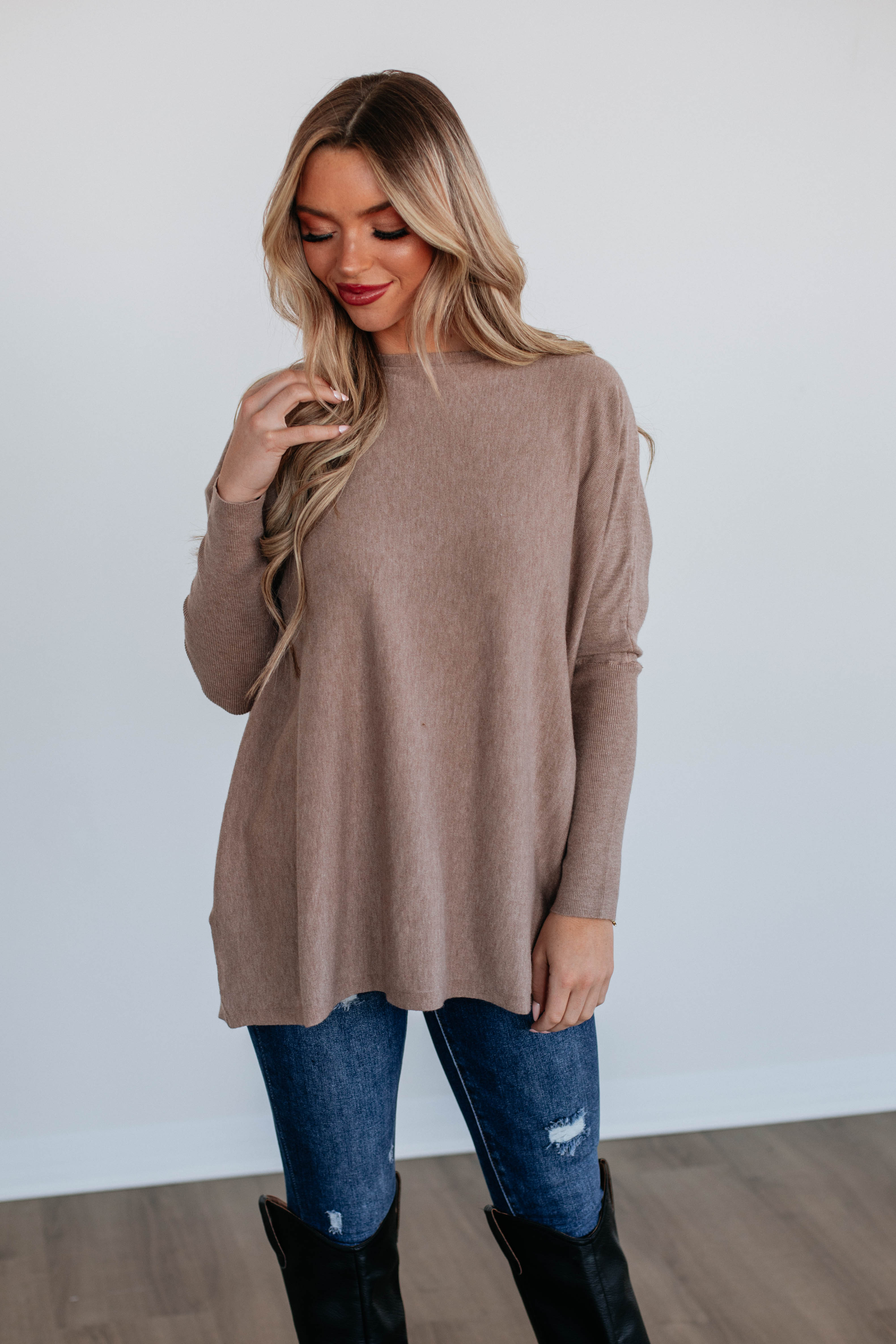 Edella Women's Knit Sweater - Soft Latte Color Pullover for Fall & Winter | Cozy Casual Wear for Office, Travel & Daily Outfits