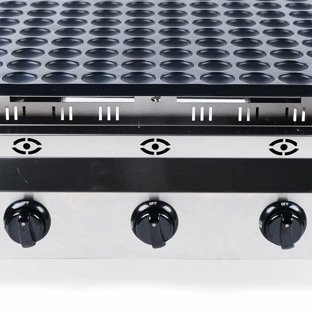 Eapmic Commercial Poffertje Maker - 100-Hole LPG Gas Mini Dutch Pancake Baker Machine, 1.7-Inch Nonstick Stainless Steel Mini Pancake & Dorayaki Maker for Restaurants, Bakeries, Cafes, and Street Food Vendors - Perfect for Breakfast, Snacks, and Desserts