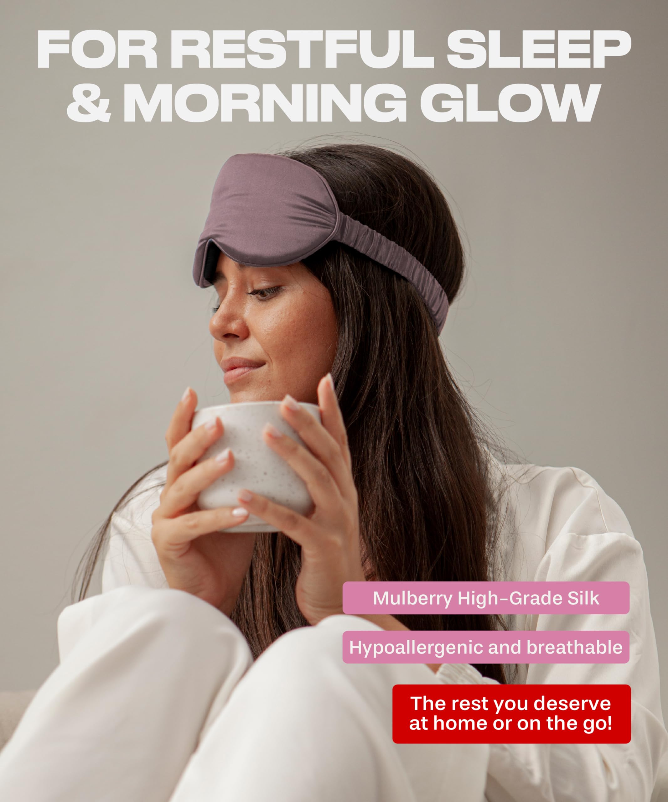SUNDAYSILKS™ 100% Mulberry Silk Sleep Mask for Women & Men - Soft Blackout Eye Cover for Sleeping, Travel, Relaxation & Meditation - Breathable Luxury Silk Eye Mask (Deep Mauve) | Perfect for Night Sleep, Airplane Travel & Spa Days