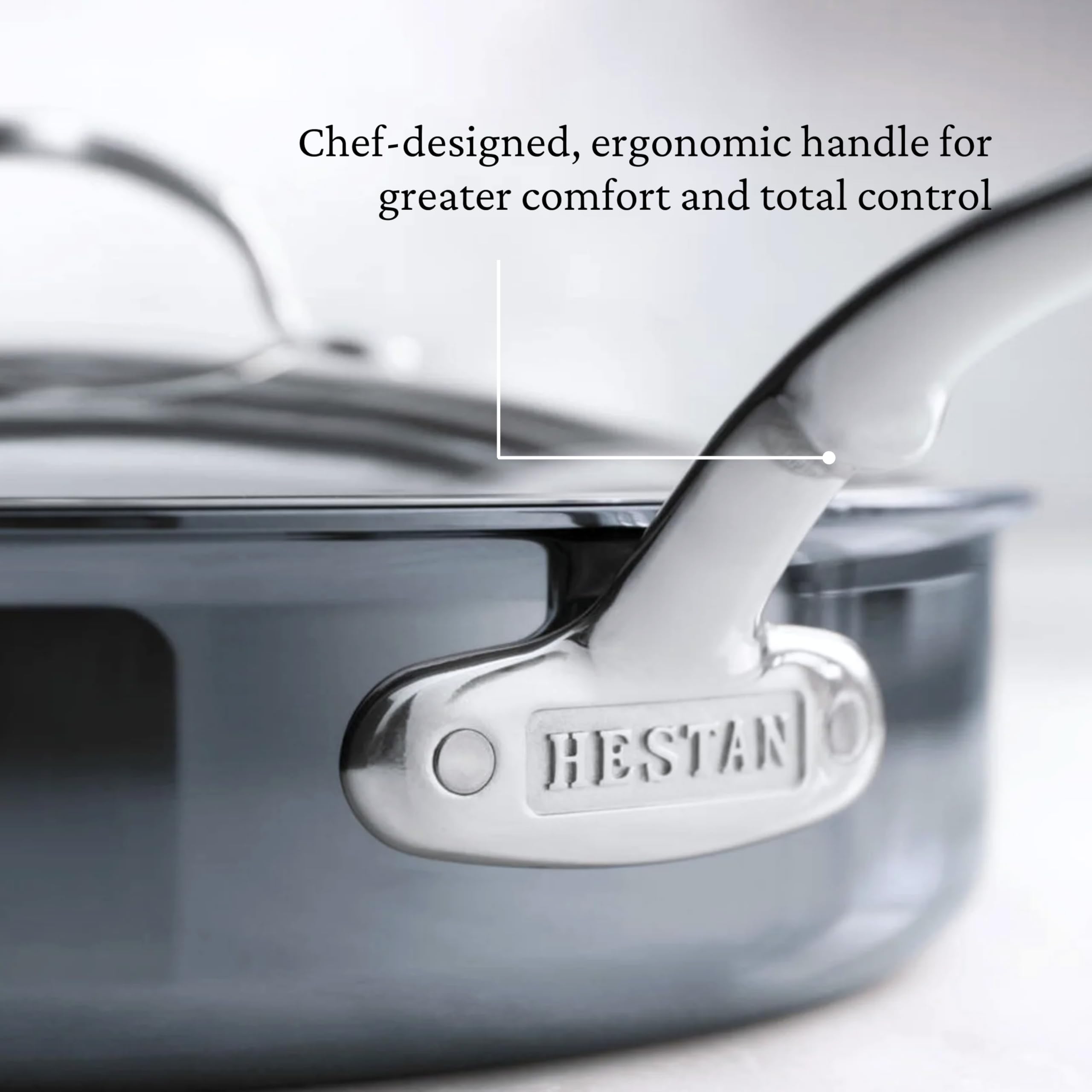 Hestan NanoBond Titanium Stainless Steel 3.5-Quart Sauté Pan with Lid - PFAS & Chemical-Free Non-Toxic Cookware - Induction Compatible - Perfect for Sautéing, Frying & Healthy Cooking