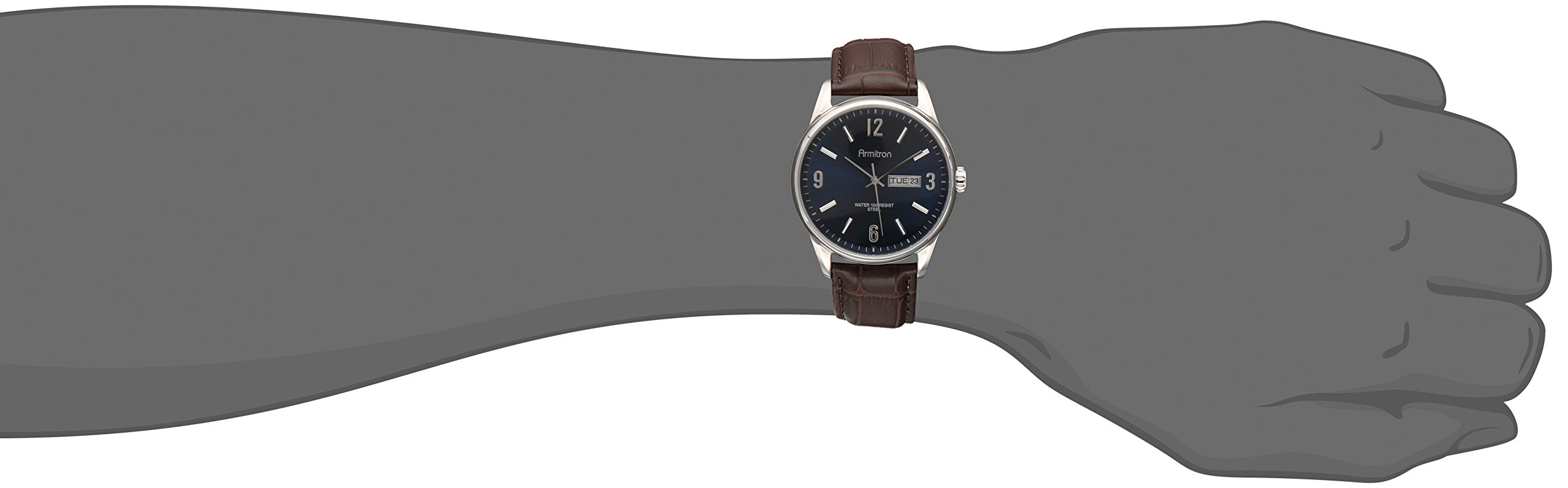 Armitron Men's Classic Day Date Leather Strap Watch - Water Resistant Analog Wristwatch for Business & Casual Wear - Model 20/5048 | Perfect for Office, Dating & Everyday Use