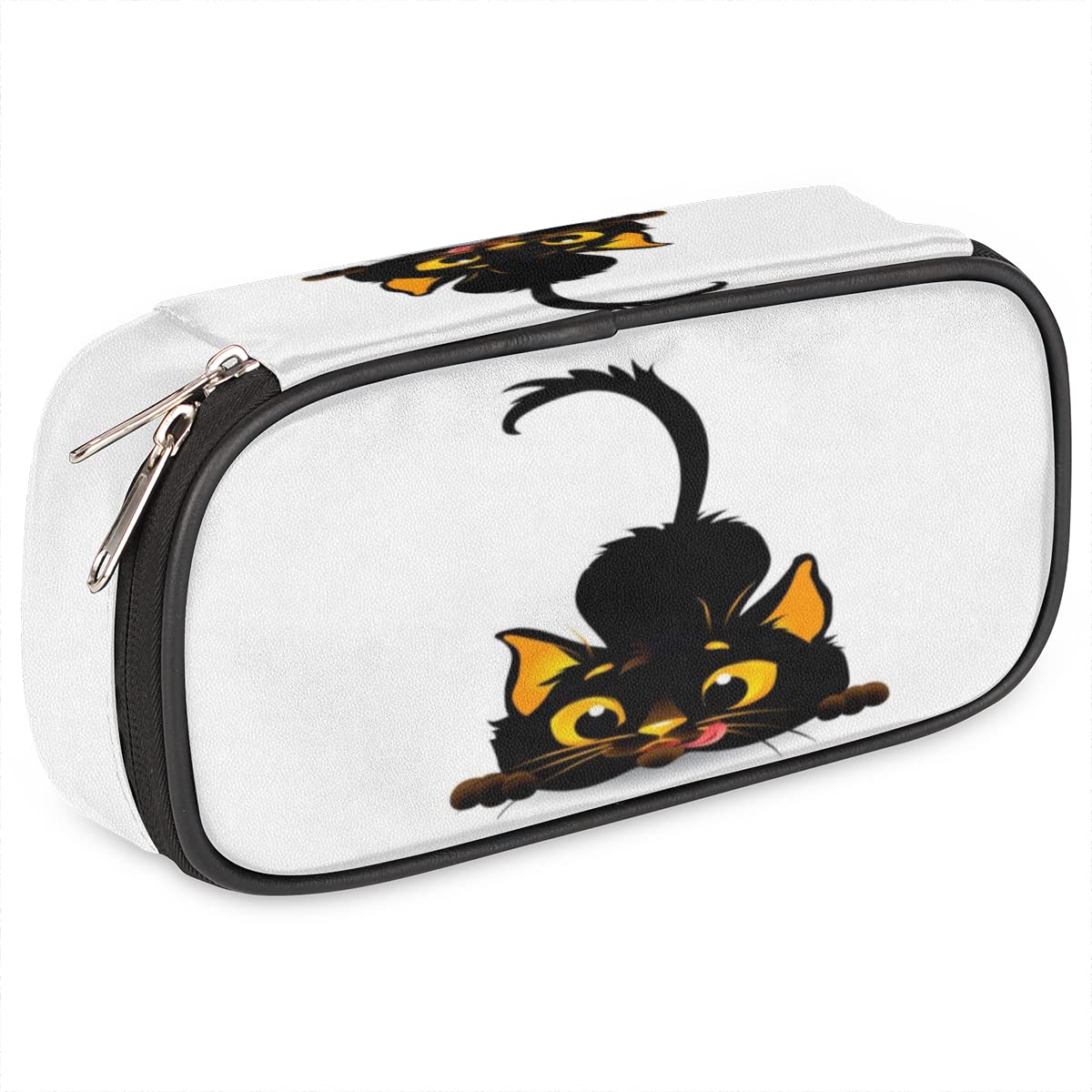 Funny Black Cat Pencil Case - Large Zippered School Supply Organizer for Kids & Teens | Cute Kitten Stationery Pouch for Pens, Pencils & Art Supplies | Perfect for School, Office & Travel Use