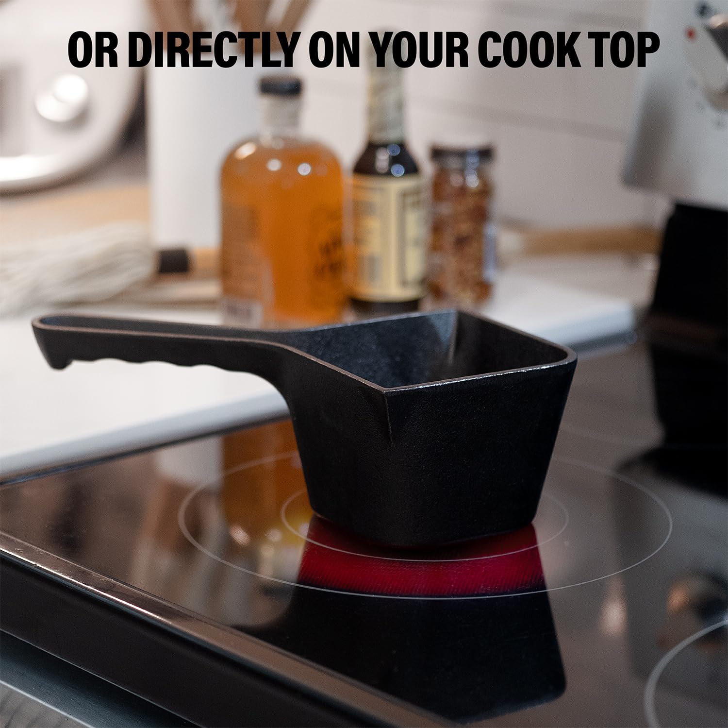 Cast Iron Sauce Pot with BBQ Mop Brush – 24oz Small Cast Iron Basting Pot for Grilling, Smoking, Saucing – Perfect for BBQ, Steak, Ribs & Outdoor Cooking Accessories