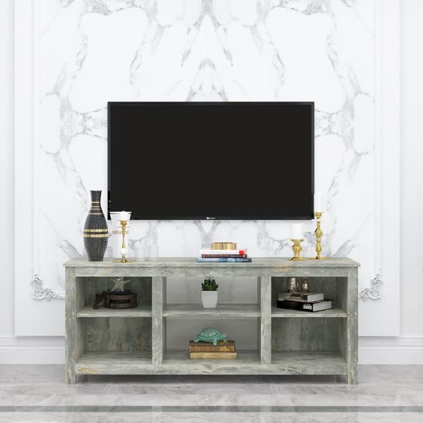 Modern TV Stand with 4 Storage Compartments & Cabinet - Parakoma Entertainment Center for Living Room, Bedroom (Grey) | Perfect for 55-75 inch TVs, Home Theater Setup & Space Saving Storage Solutions