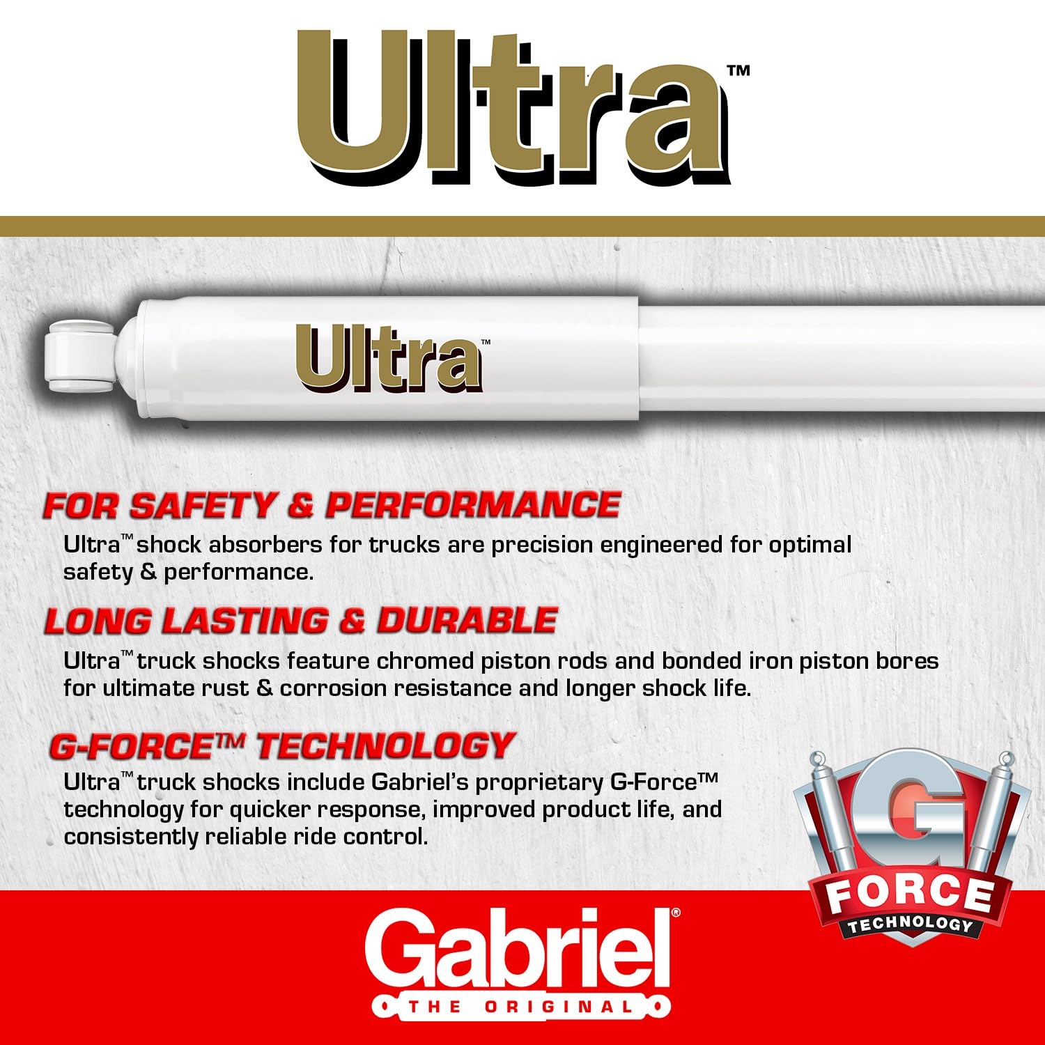 Gabriel G63848 Ultra Front Truck Shock Absorbers - Compatible with 2002-2005 Dodge Ram 1500 4WD (1 Pack) | Heavy Duty Suspension Upgrade for Off-Road & Towing | Smooth Ride on Rough Terrain