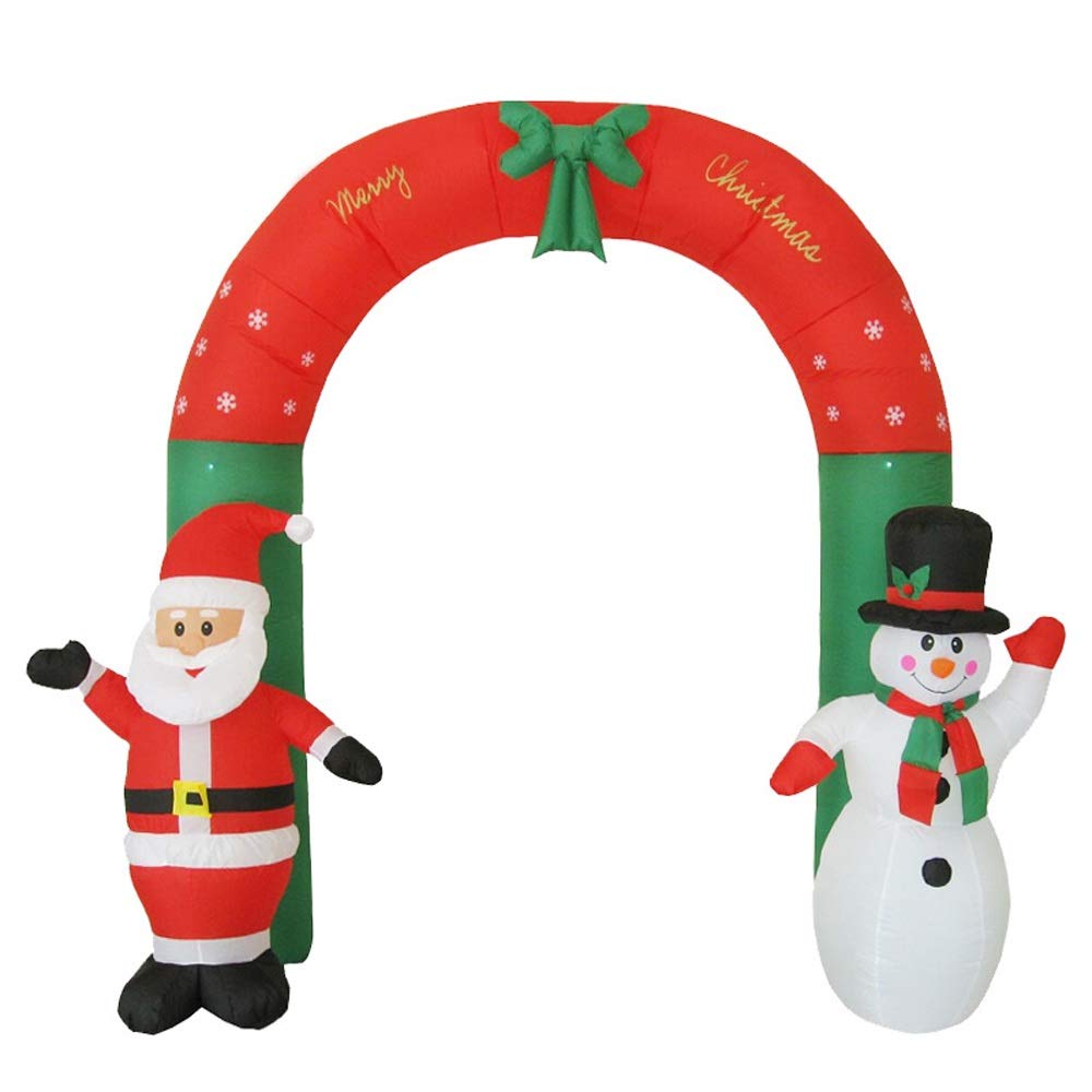 Santa Claus & Snowman Inflatable Christmas Arch - Outdoor Xmas Party Decorations for Courtyard Entrance, Holiday Scene Props, Venue Decor | Perfect for Christmas Yard Displays, Holiday Gatherings & Festive Photo Backdrops