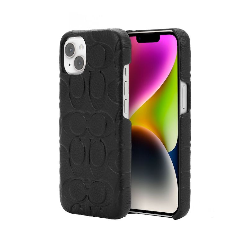 Premium Slim Leather Case with Raised Design for iPhone 14 - Black | Protective Cover for Everyday Use & Business Meetings