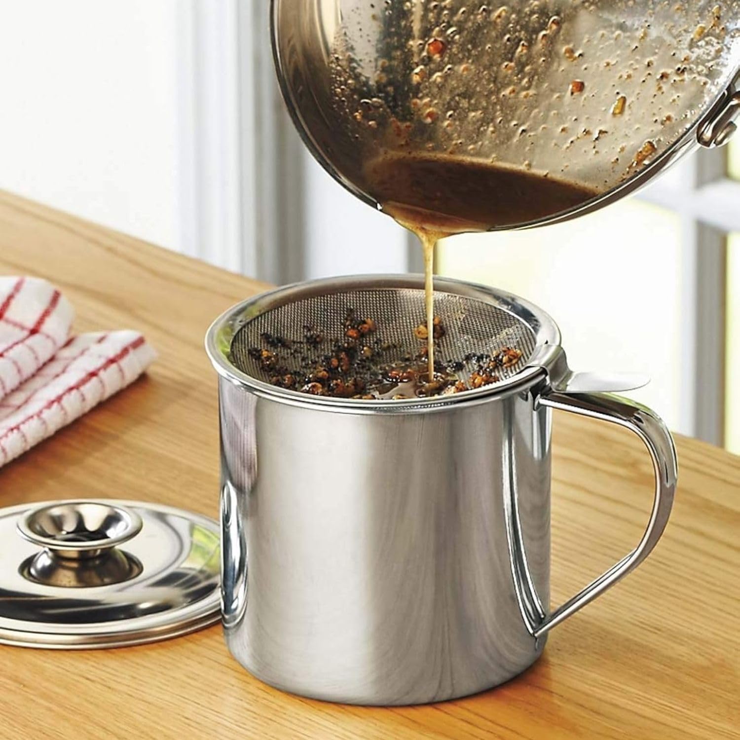 Stainless Steel Oil Keeper - Kitchen Oil Storage for Frying & Cooking