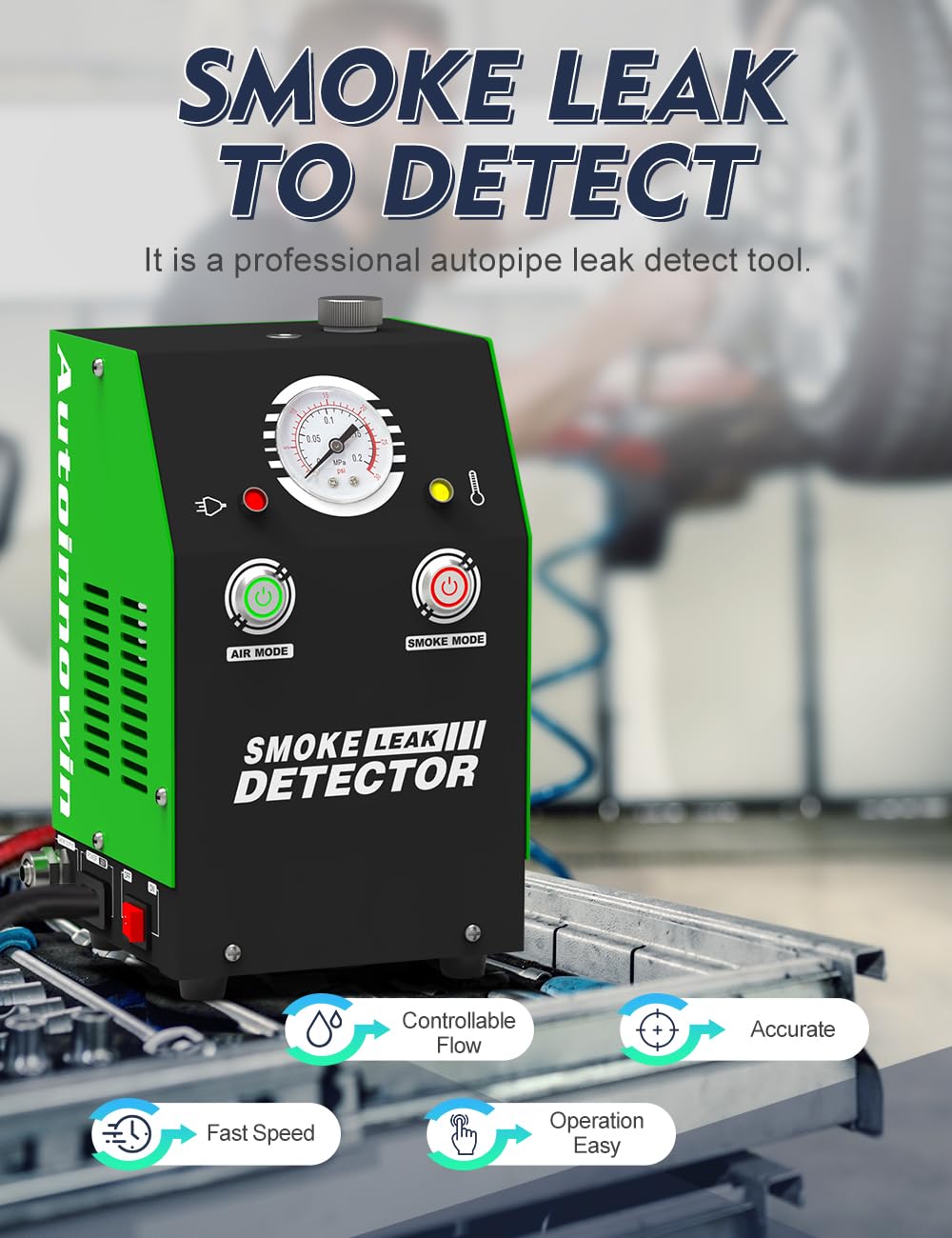 12V DC Automotive EVAP Smoke Machine - Vacuum Leak Detector with Built-in Air Compressor for Car Pipe System Diagnosis | Perfect for Mechanics & DIY Auto Repair Shops