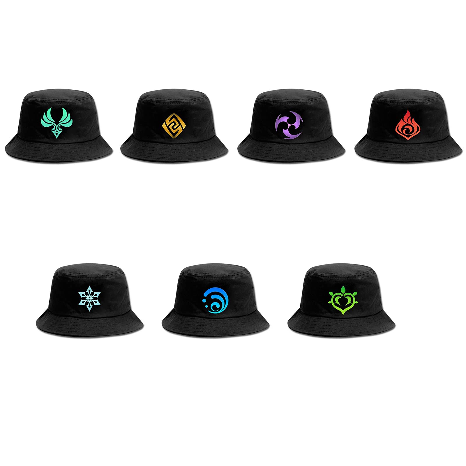 Genshin Impact Bucket Hat for Men & Women - Winter Black Sun Hat for Beach, Outdoor & Cosplay | Anime Gaming Fashion Accessory