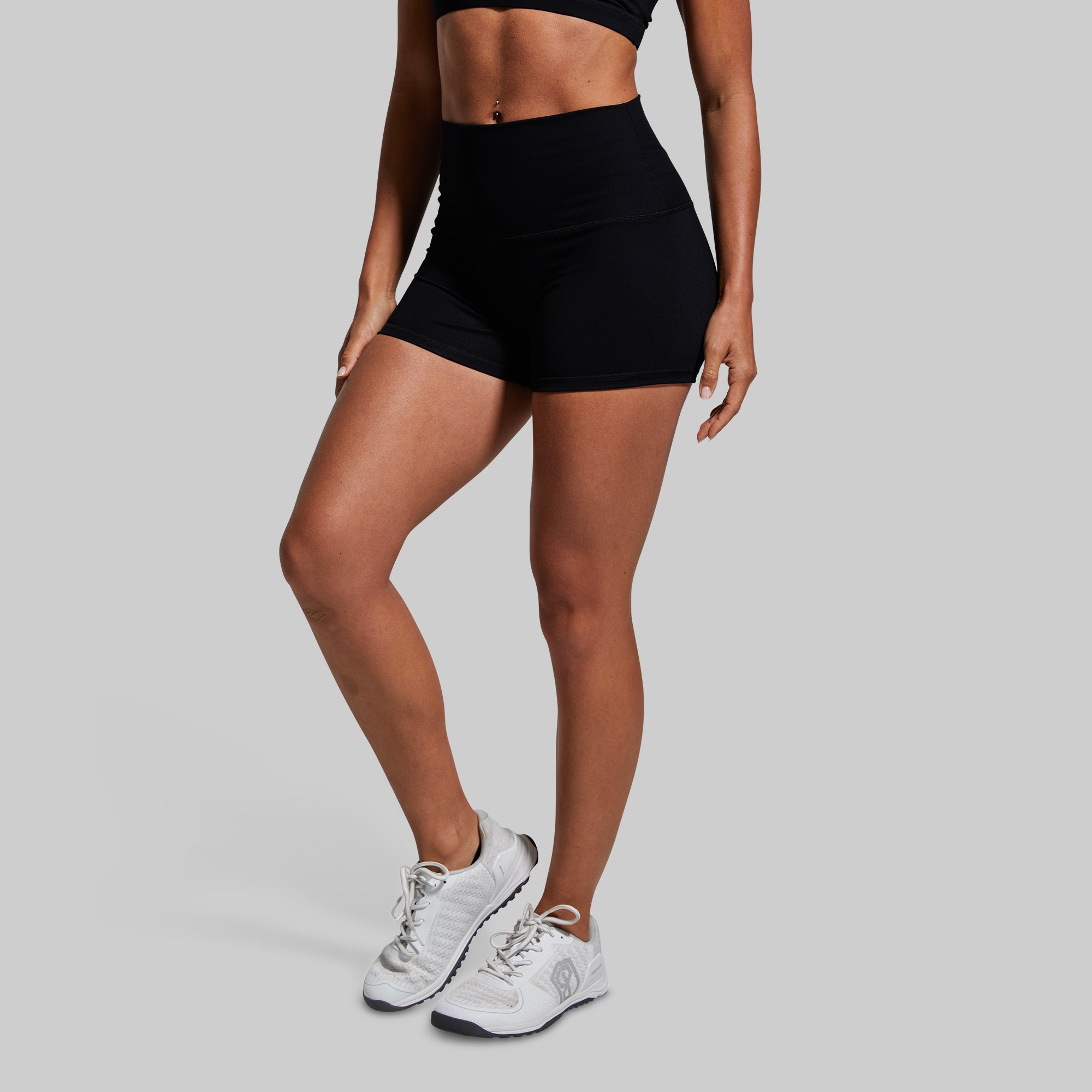 New Heights Booty Shorts for Women - High Waist Workout Shorts (Black) | Gym, Yoga, Running & Casual Wear