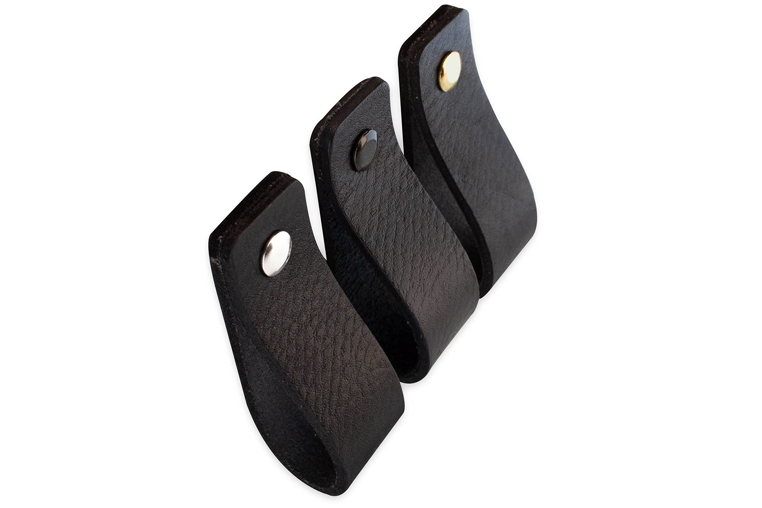 Black Leather Drawer Pulls 4-Pack - 7-7/8