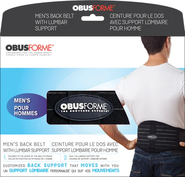 OBUSFORME Back Support Belt with Adjustable Lumbar Support - Posture Corrector for Office Work, Driving & Heavy Lifting - Relief for Lower Back Pain