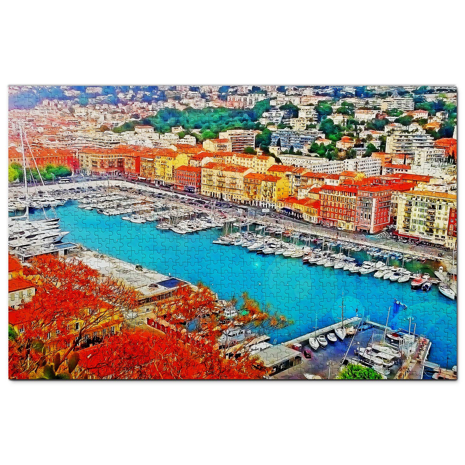 1000 Piece France Old Town Nice Jigsaw Puzzle - Wooden Travel Souvenir & Home Decor for Adults, Perfect Gift for Puzzle Lovers & France Enthusiasts