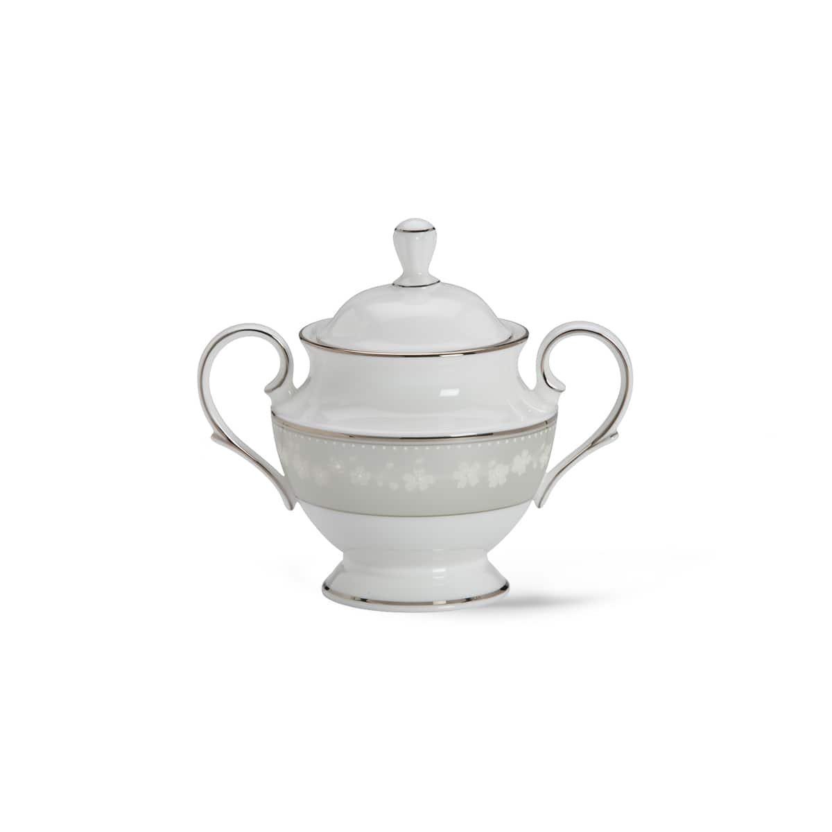 Lenox Bellina Bone China Platinum Banded Sugar Bowl - Elegant Tea Party & Coffee Serving Dish for Fine Dining & Special Occasions