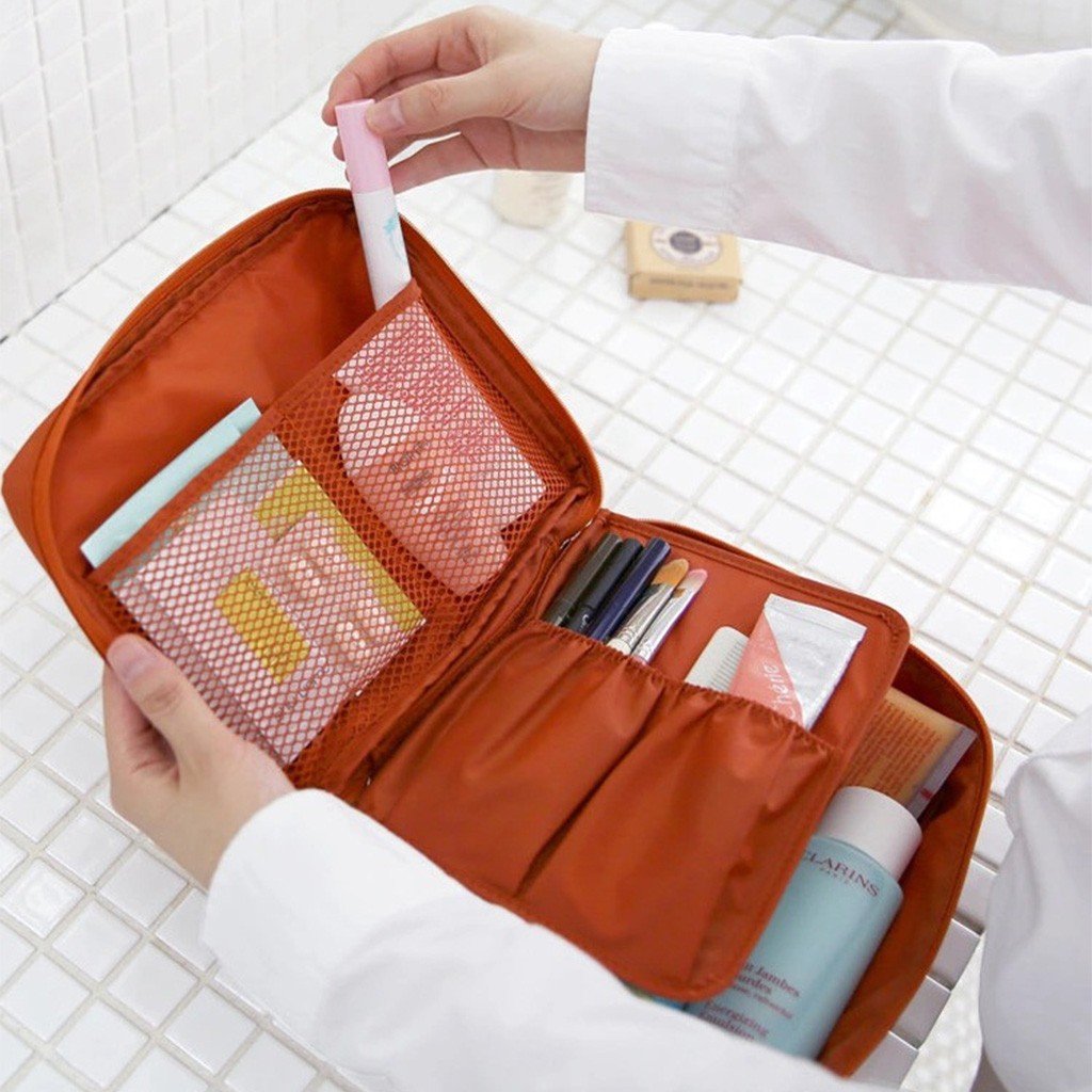 HomeFast Hanging Travel Organizer Bag - Multipurpose Cosmetic & Toiletry Pouch for Makeup, Toiletries & Essentials (Random Color) - Perfect for Air Travel, Camping & Business Trips