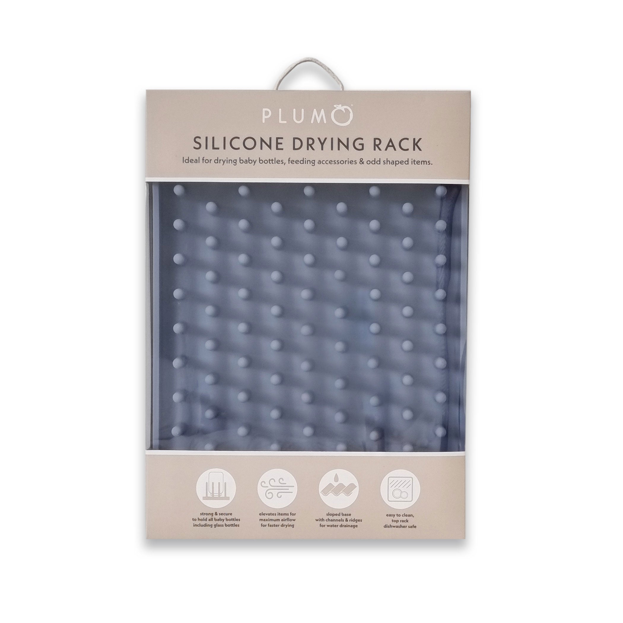 PLUM Silicone Drying Rack - Foldable Dish Drying Rack for Kitchen Counter, Space Saving Steel Blue Dish Drainer - Perfect for Small Kitchens, Apartments & RVs
