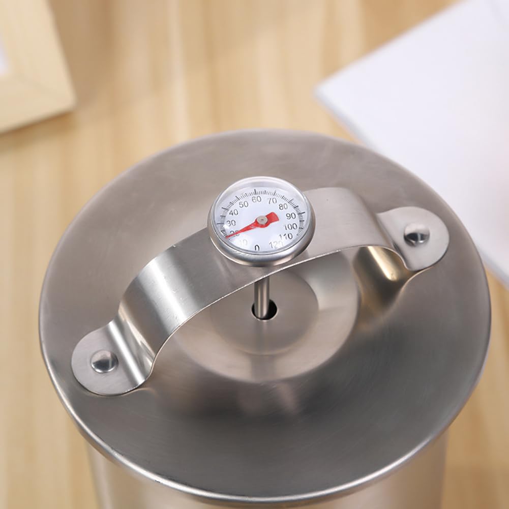 Stainless Steel Ham & Sandwich Meat Press Tool with Thermometer - Deli Meat Press Maker for Lunch, Cooking & BBQ - Heavy Duty Stainless Steel Meat Press Cooker with Flat Handle for Home & Commercial Use