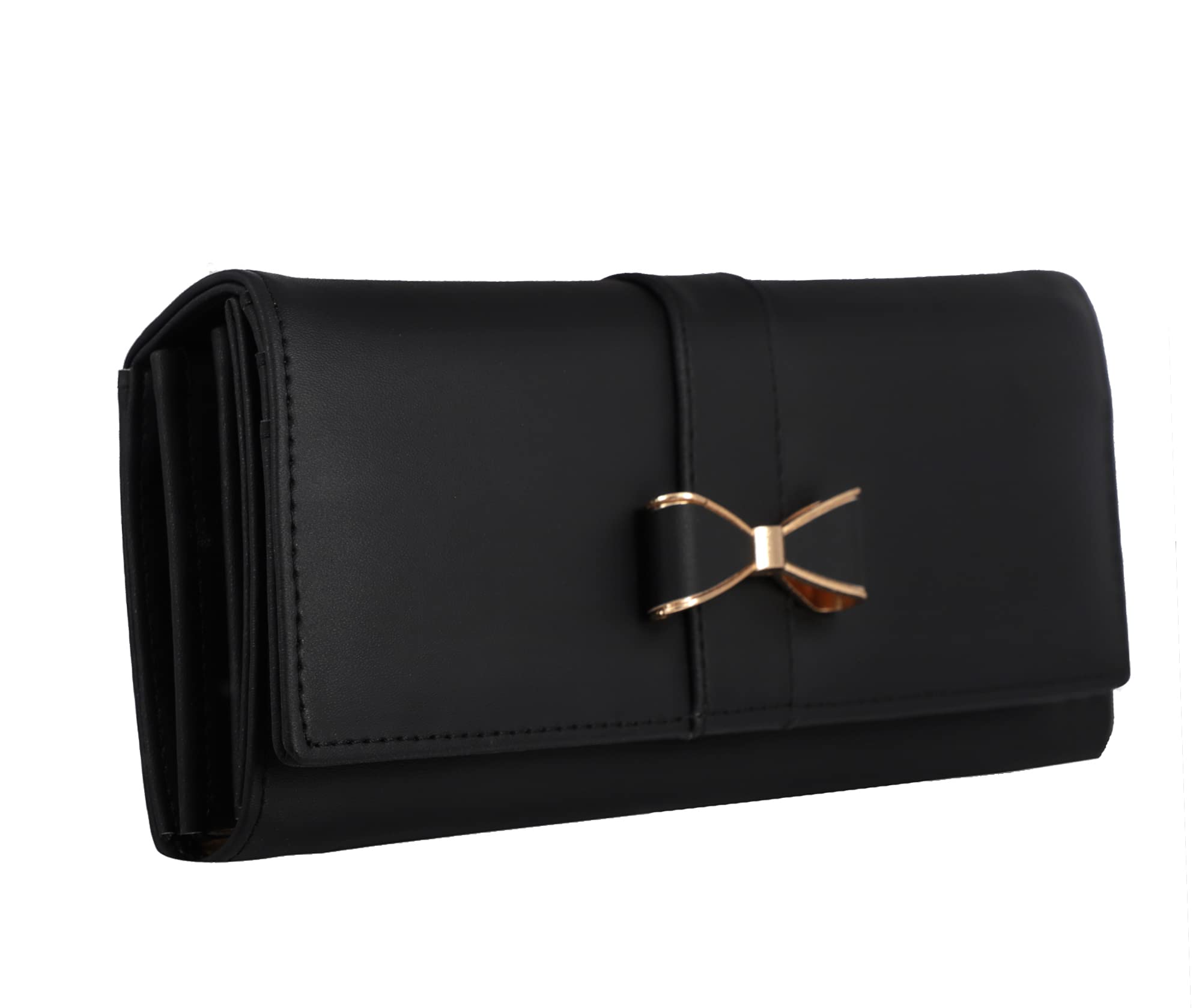 ALSU Women's Faux Leather Hand Wallet Clutch with Phone Pocket & 6 Card Slots - Stylish RFID Blocking Wallet for iPhone, Credit Cards & Cash - Perfect for Parties, Weddings & Evening Events (Black, shd-0004blk)