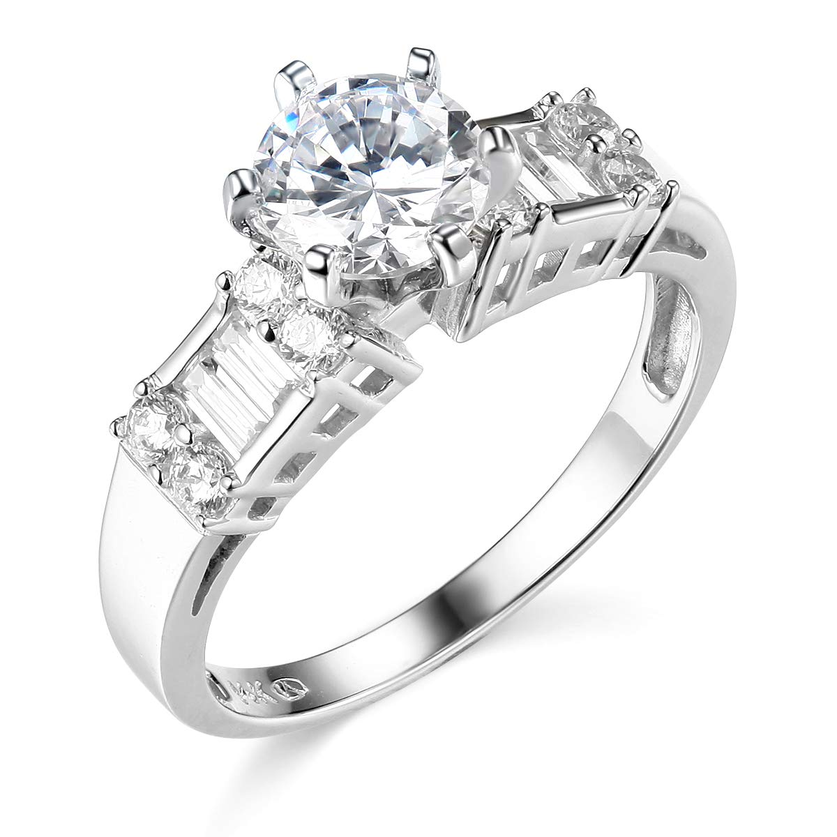 14K White Gold SOLID Wedding Engagement Ring and Wedding Band 2-Piece Set – Size 4.5 – Perfect for Proposals, Anniversaries, and Bridal Jewelry Gifts