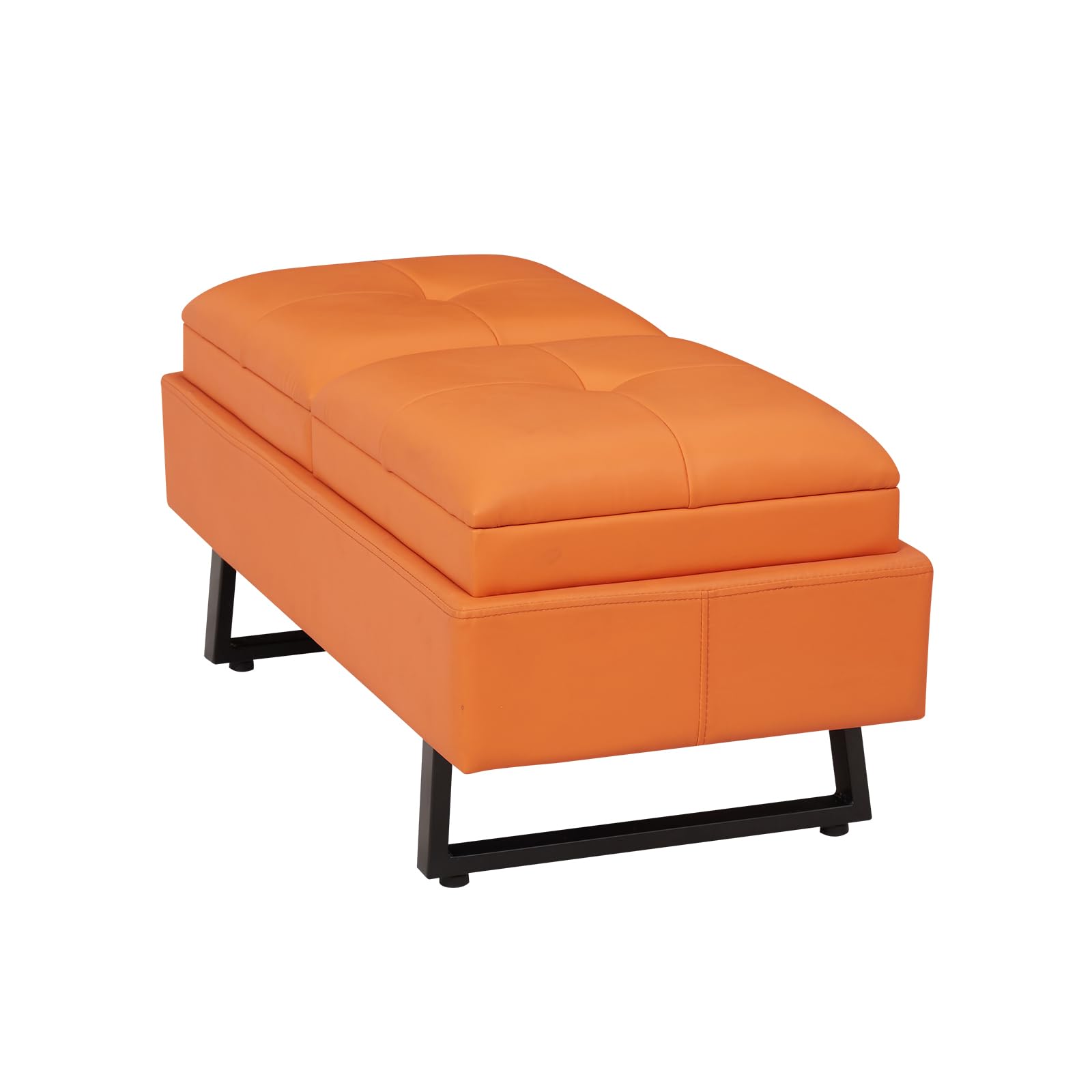 Kinpaw Modern Reception Chairs - 2-Seat PU Leather Waiting Room Bench with Thickened Cushion, Entryway & Lobby Furniture for Office, Salon, Living Room - Orange | Perfect for Waiting Areas, Hotel Lobbies & Home Entryways