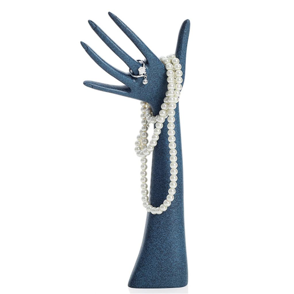 Blue Resin Jewelry Display Stand - 30x13x9cm Mannequin Hand Holder for Rings, Necklaces, Bracelets, Watches & Bangles - Perfect for Retail Stores, Boutiques & Jewelry Organizers