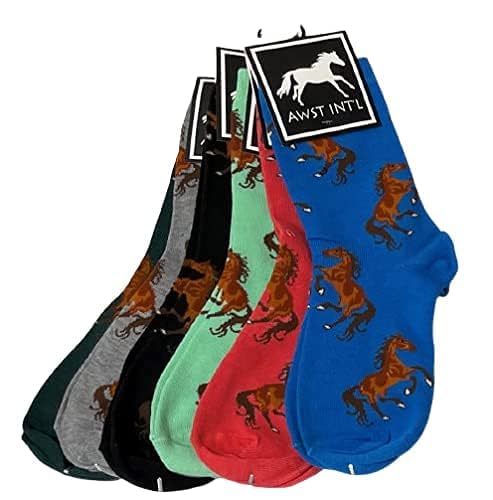 3 Pack Horse Themed Socks for Women & Men - Comfortable Crew/Paddock Boot Socks - Perfect for Equestrian Riding, Horse Lovers & Casual Wear