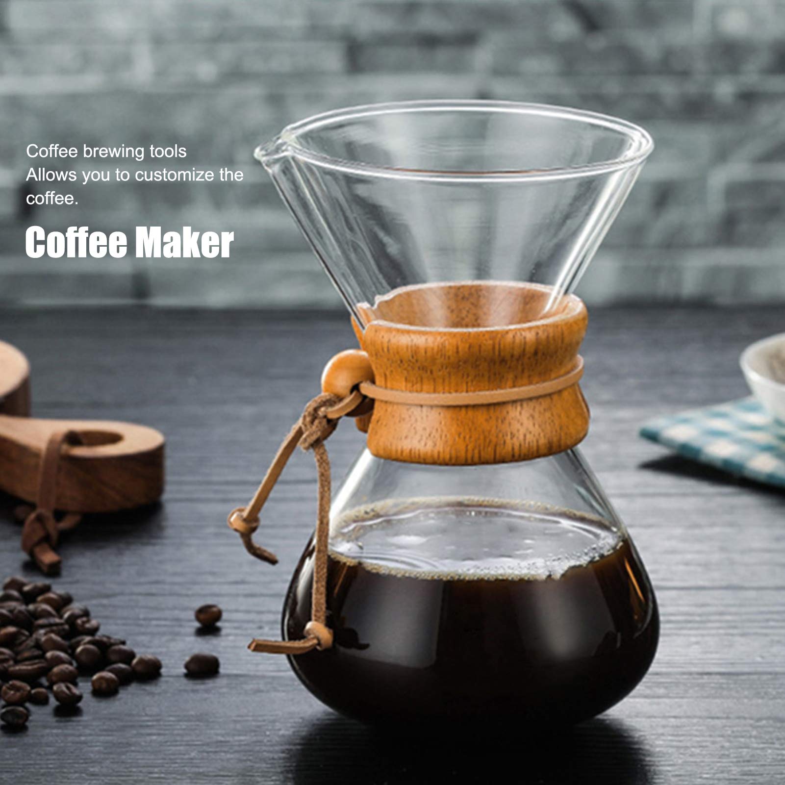 Atyhao 400ml Glass Coffee Maker - High-Temperature Drip Brewing Pot with Stainless Steel Filter for Home & Office Use | Perfect for Pour Over Coffee, French Press Alternative, and Daily Brewing