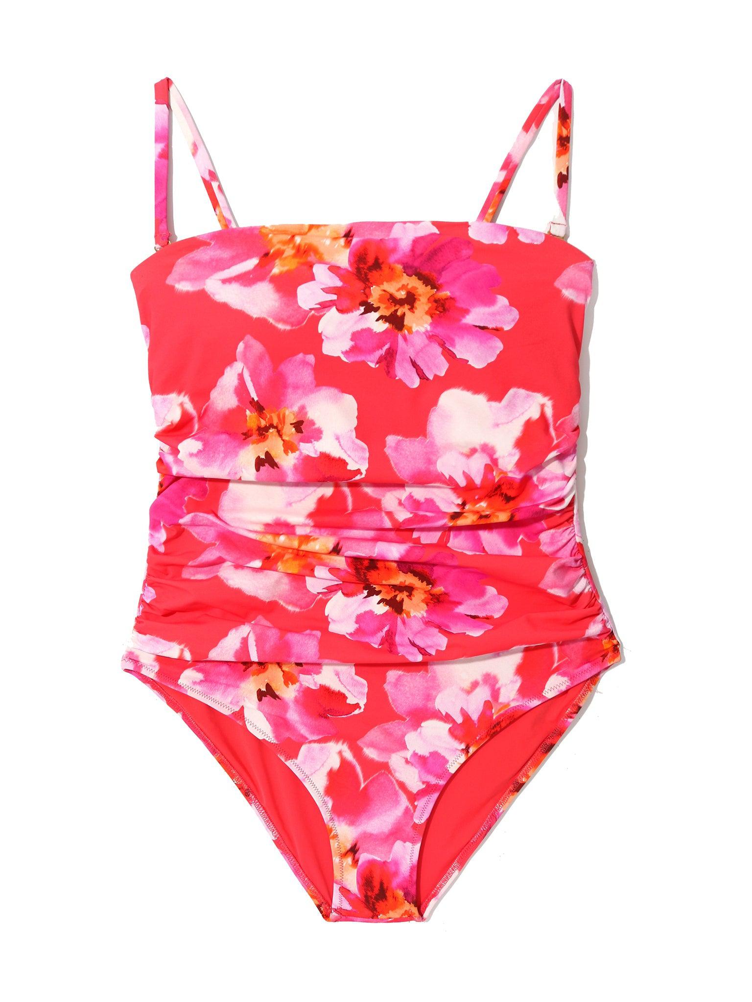 Women's Bandeau One Piece Swimsuit - Sexy Monokini Bathing Suit with Adjustable Straps & High Waist for Beach, Pool, Vacation & Summer Swimwear