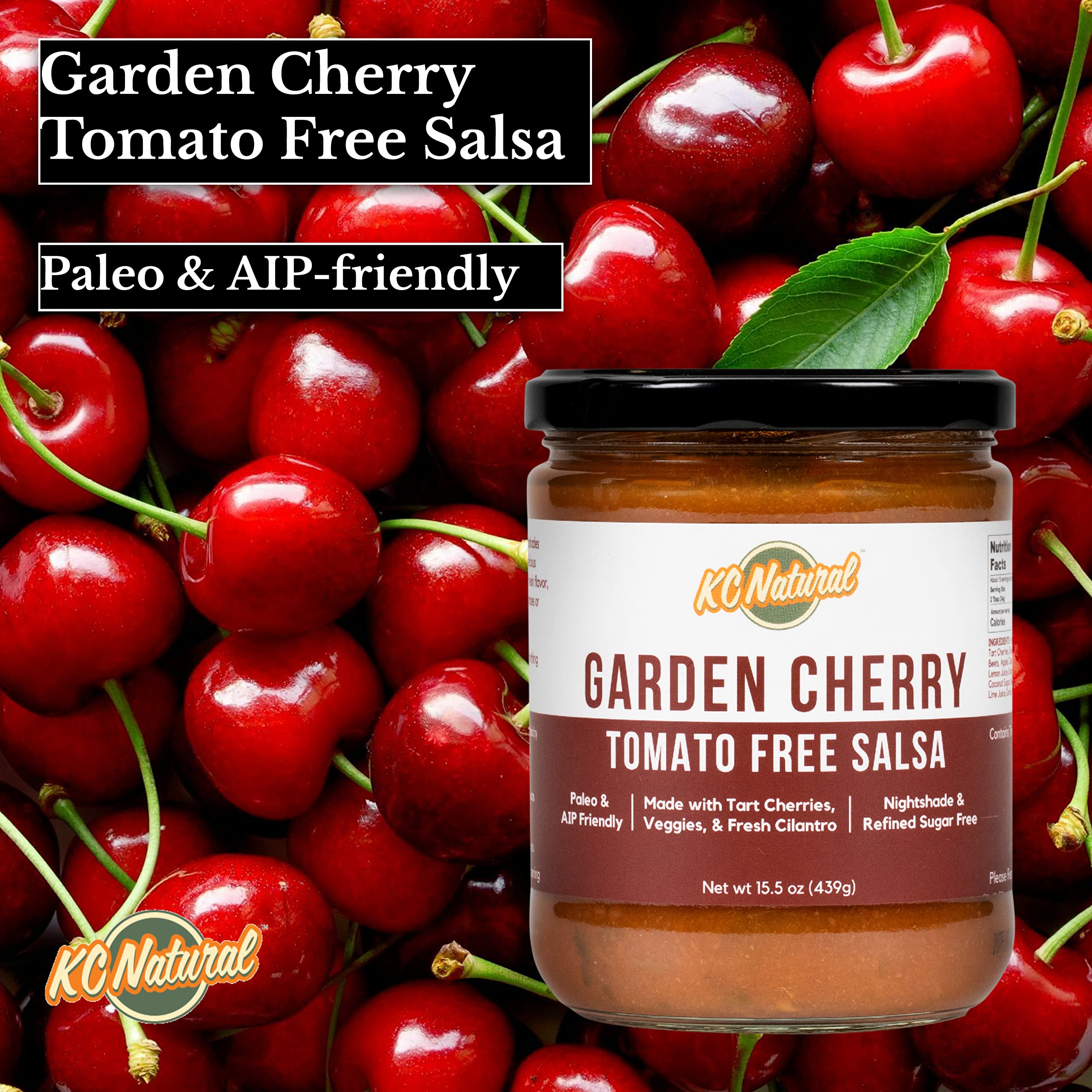Organic Garden Cherry Salsa - No Tomato, Gluten-Free, Vegan - 3 Pack | Perfect for Chips, Tacos & Healthy Snacking