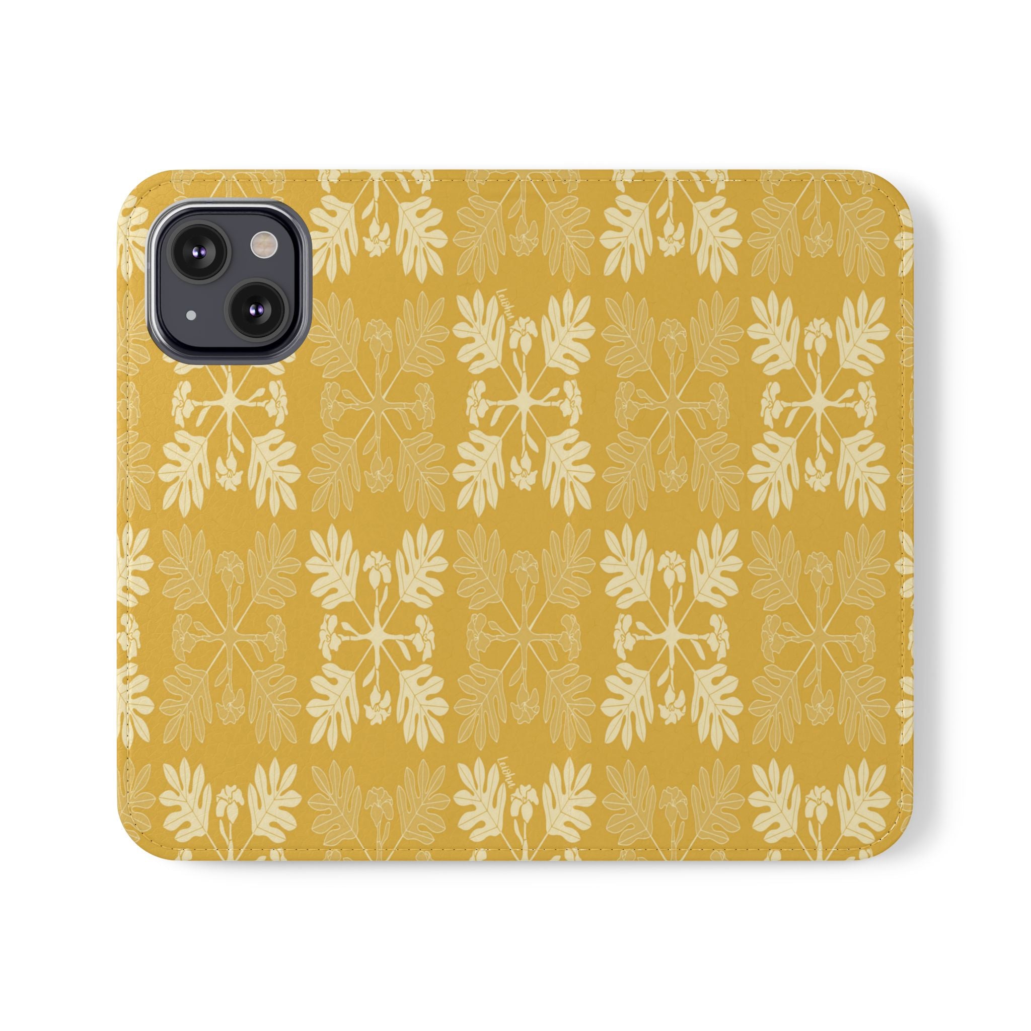 Premium Puakenikeni Quilted Folio Case for iPad & Tablet - Soft Protective Cover with Handmade Hawaiian Floral Design, Perfect for Work, Travel & Home Use