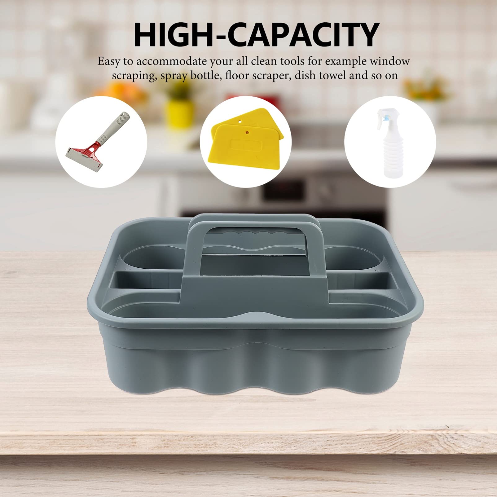 Portable Cleaning Organizer with Handle - 15x11x7 Inch Storage Tote for Home & Office