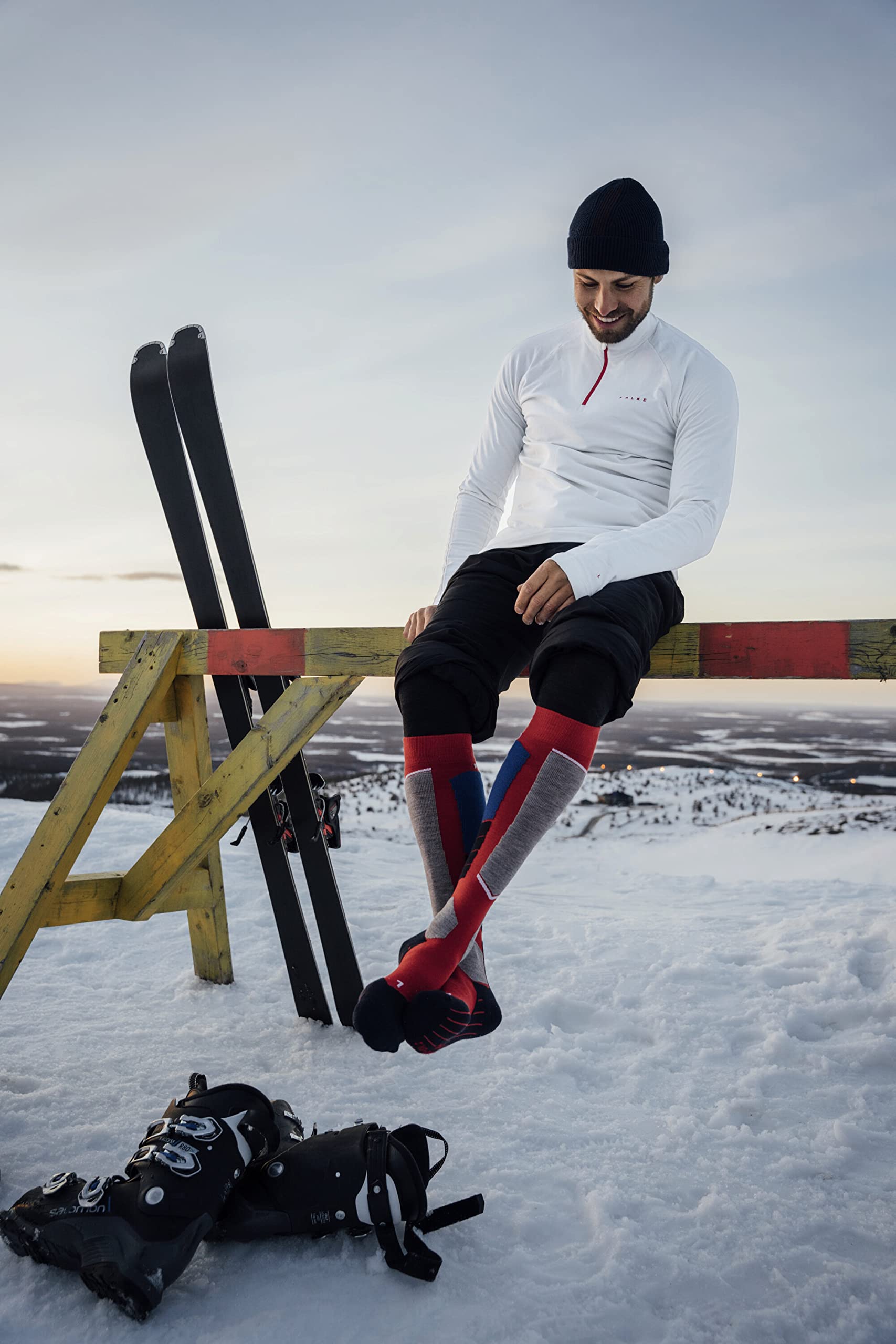 FALKE Men's SK4 Advanced Ski Socks - Light Cushion Merino Wool for Warmth & Quick Drying - Perfect for Skiing, Snowboarding & Winter Sports (1 Pair)
