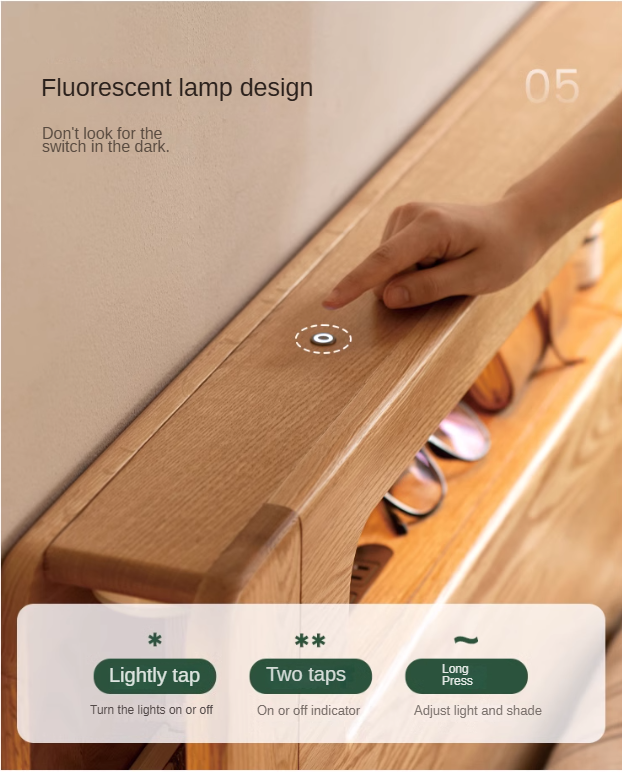 Premium Oak Solid Wood Luminous Box Bed - Durable Nightstand with Glow-in-the-Dark Features for Bedroom, Guest Room, and Kids Room Decor